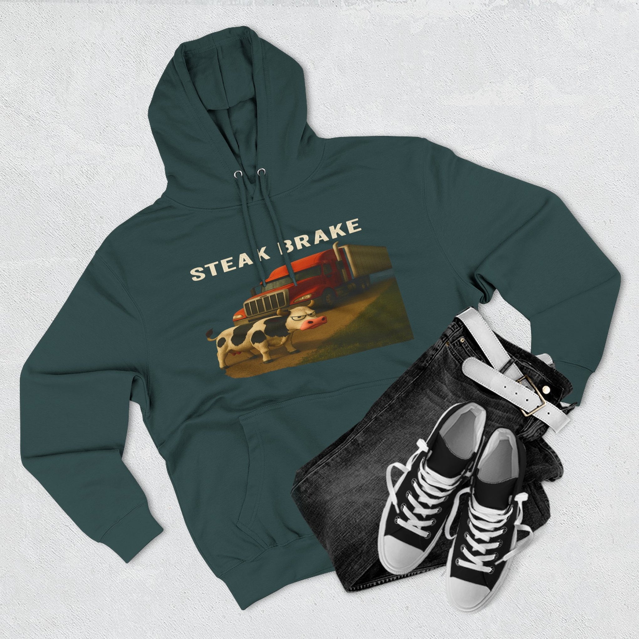 "Steak Brake" Three-Panel Fleece Hoodie