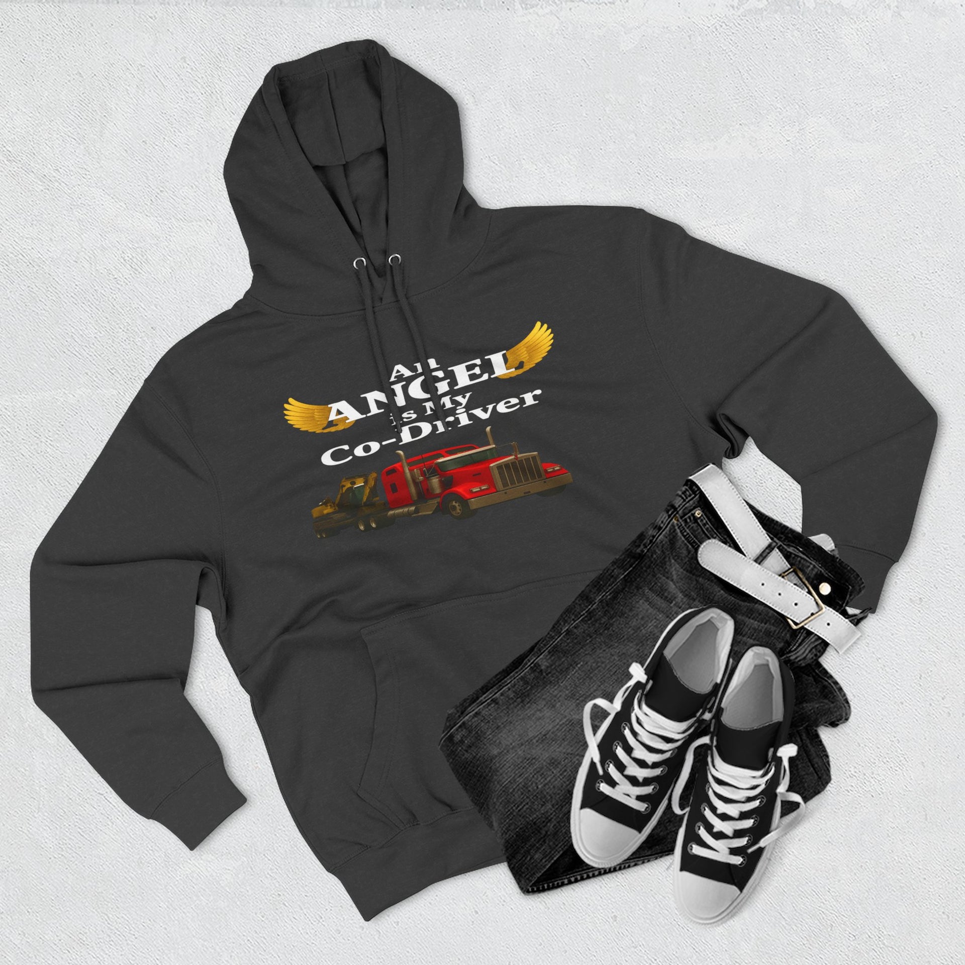 Flatbed "Angel is my co-driver" Three-Panel Fleece Hoodie
