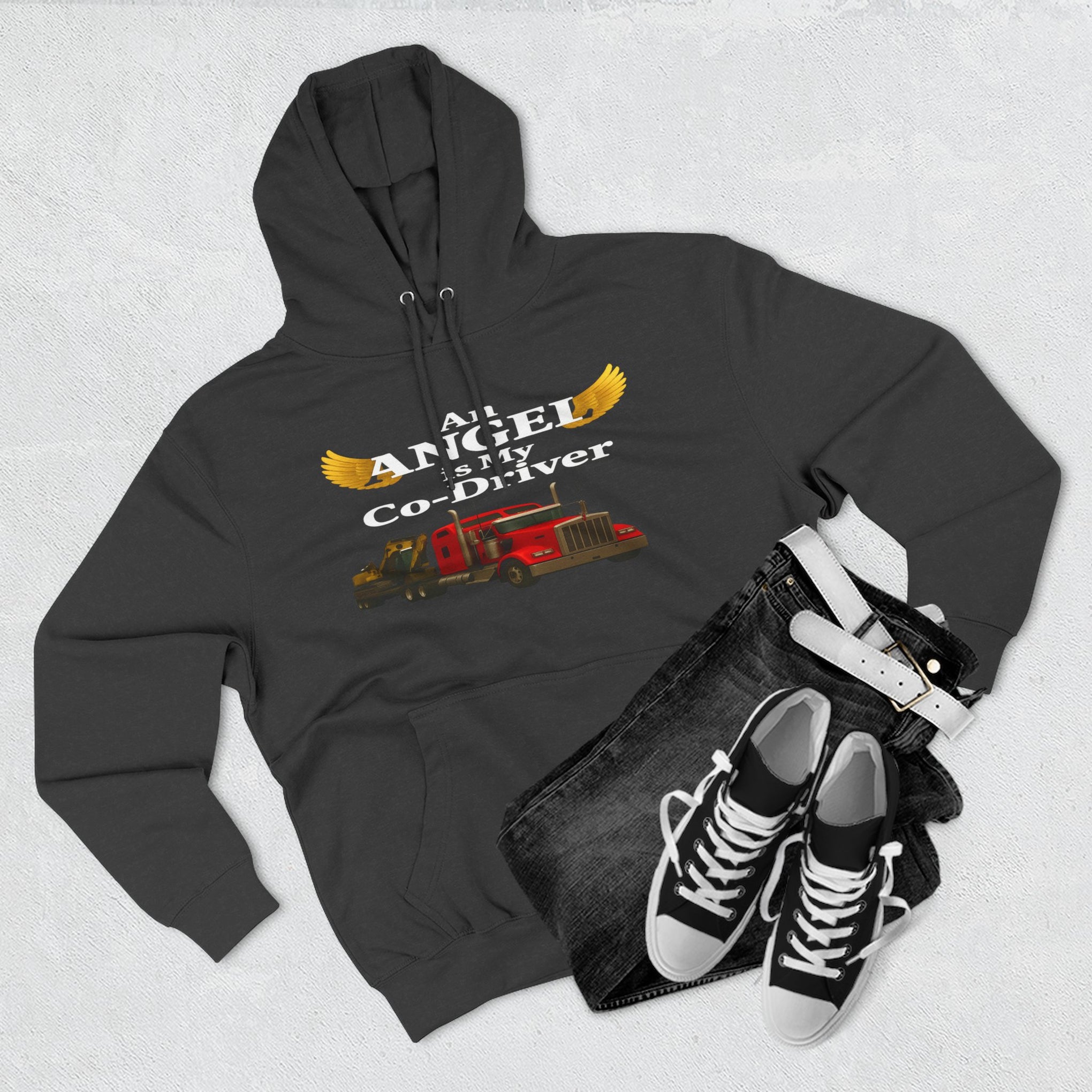 Flatbed "Angel is my co-driver" Three-Panel Fleece Hoodie