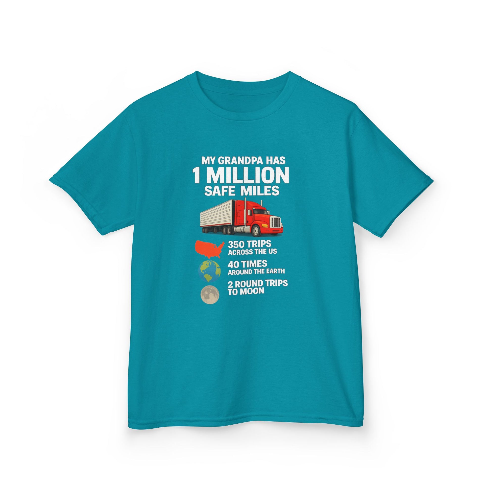 Kids Truck Tee — My Grampa has 1 Million Safe Miles (Red Semi Graphic)