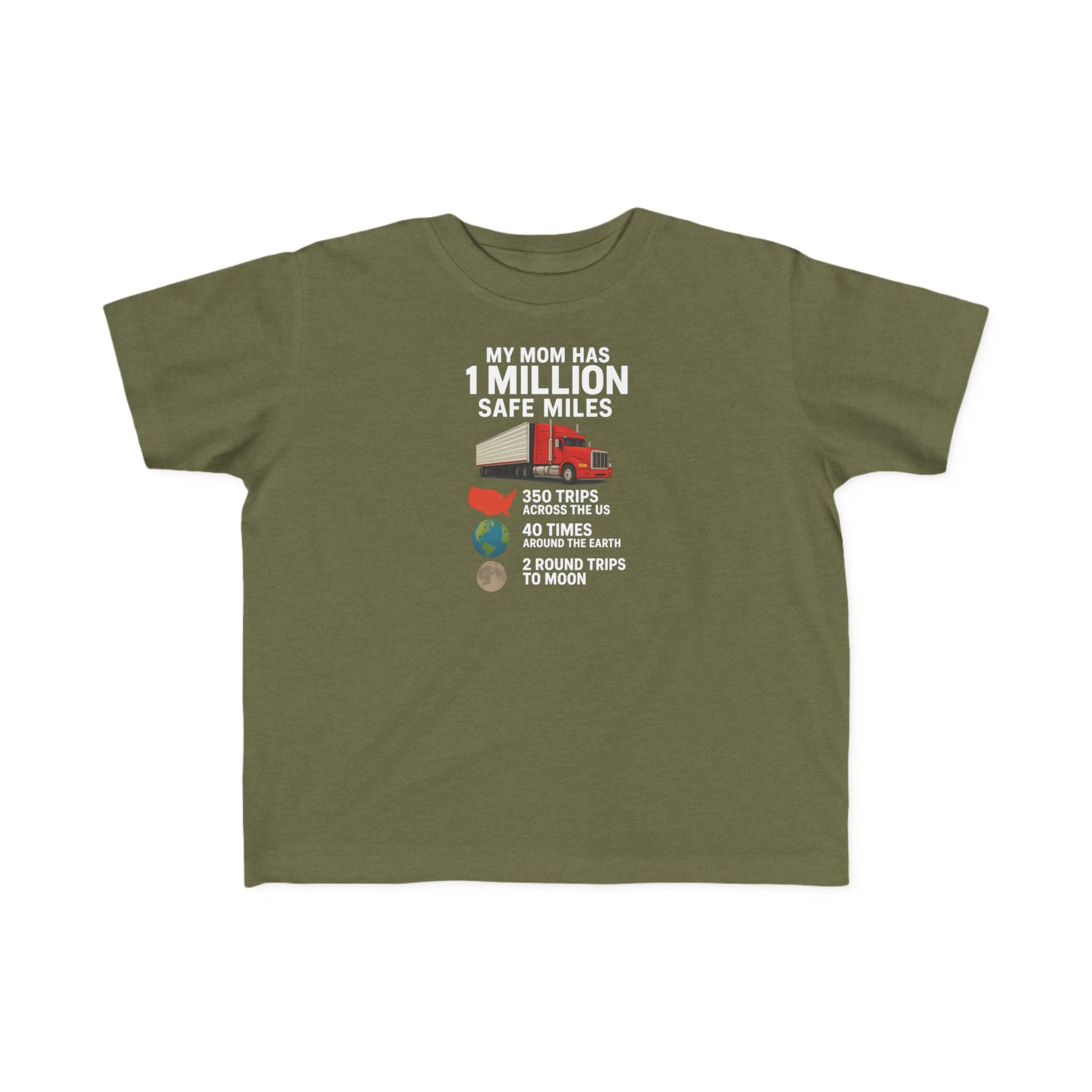 Toddler Tee – “My Mom Has 1 Million Safe Miles” Cute Truck Driving Mom Shirt for Kids
