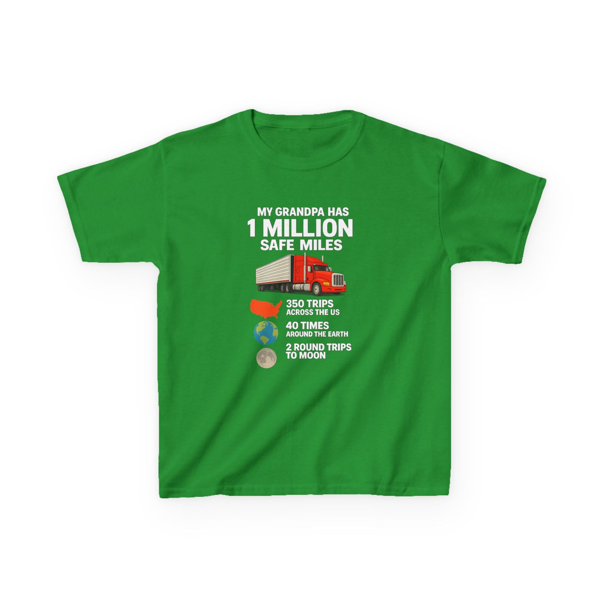 Kids Truck Tee — My Grampa has 1 Million Safe Miles (Red Semi Graphic)
