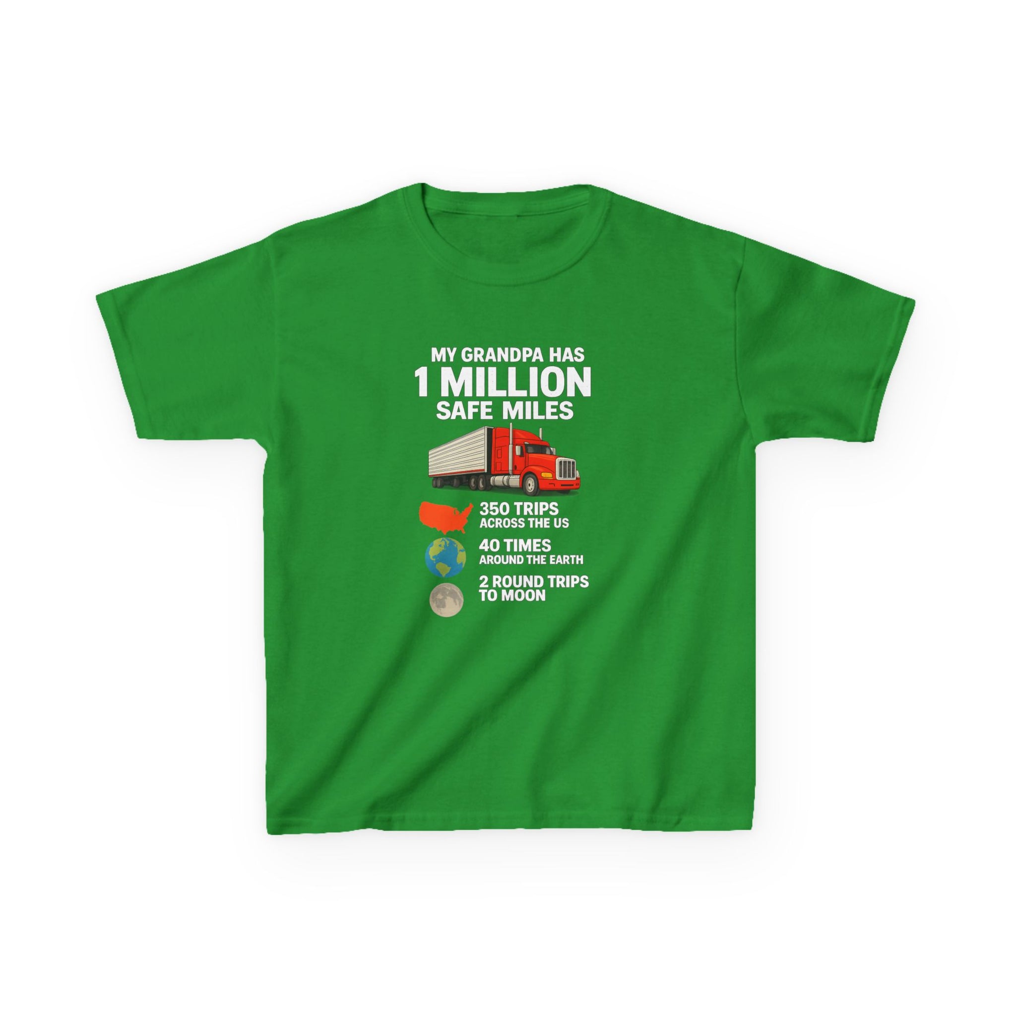 Kids Truck Tee — My Grampa has 1 Million Safe Miles (Red Semi Graphic)