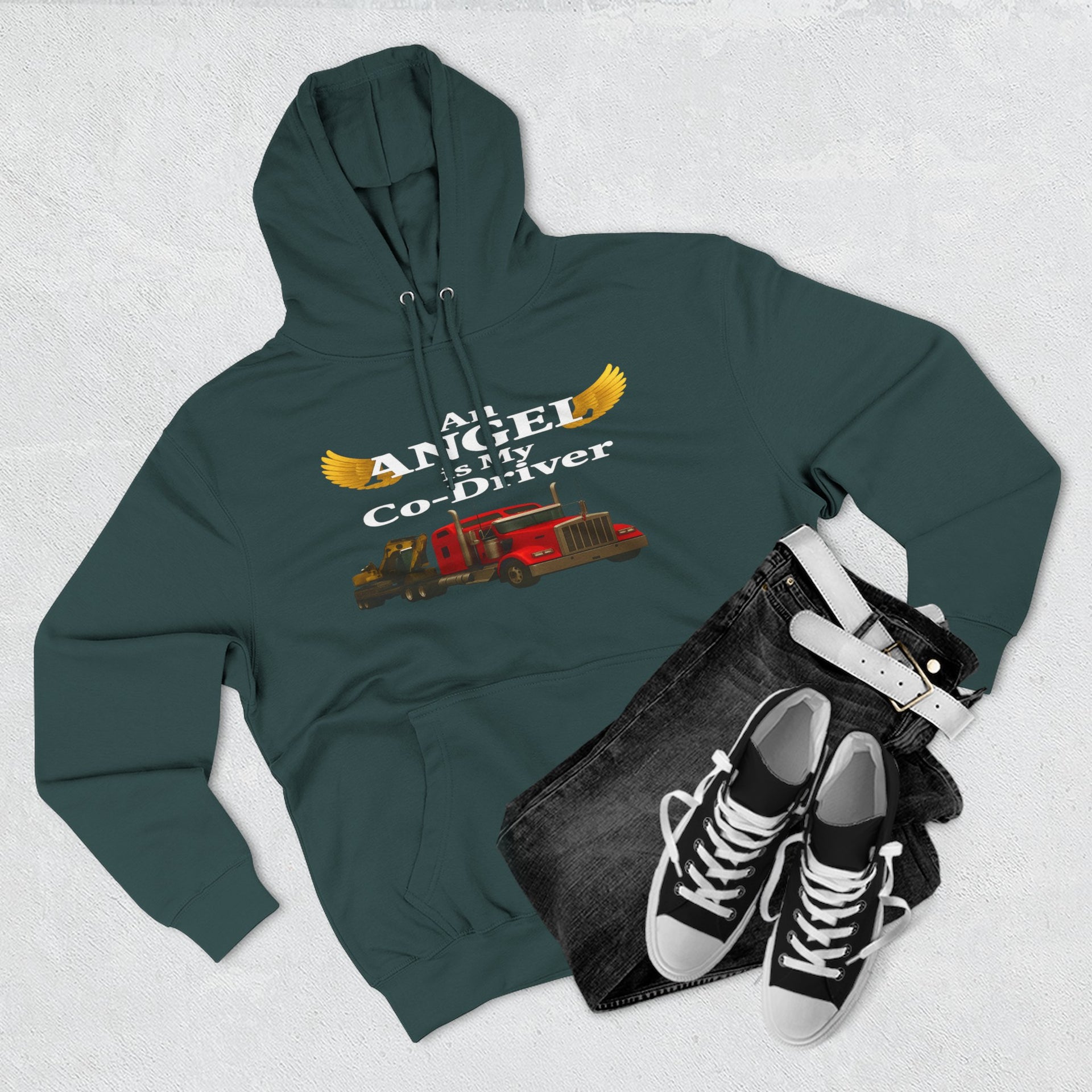 Flatbed "Angel is my co-driver" Three-Panel Fleece Hoodie
