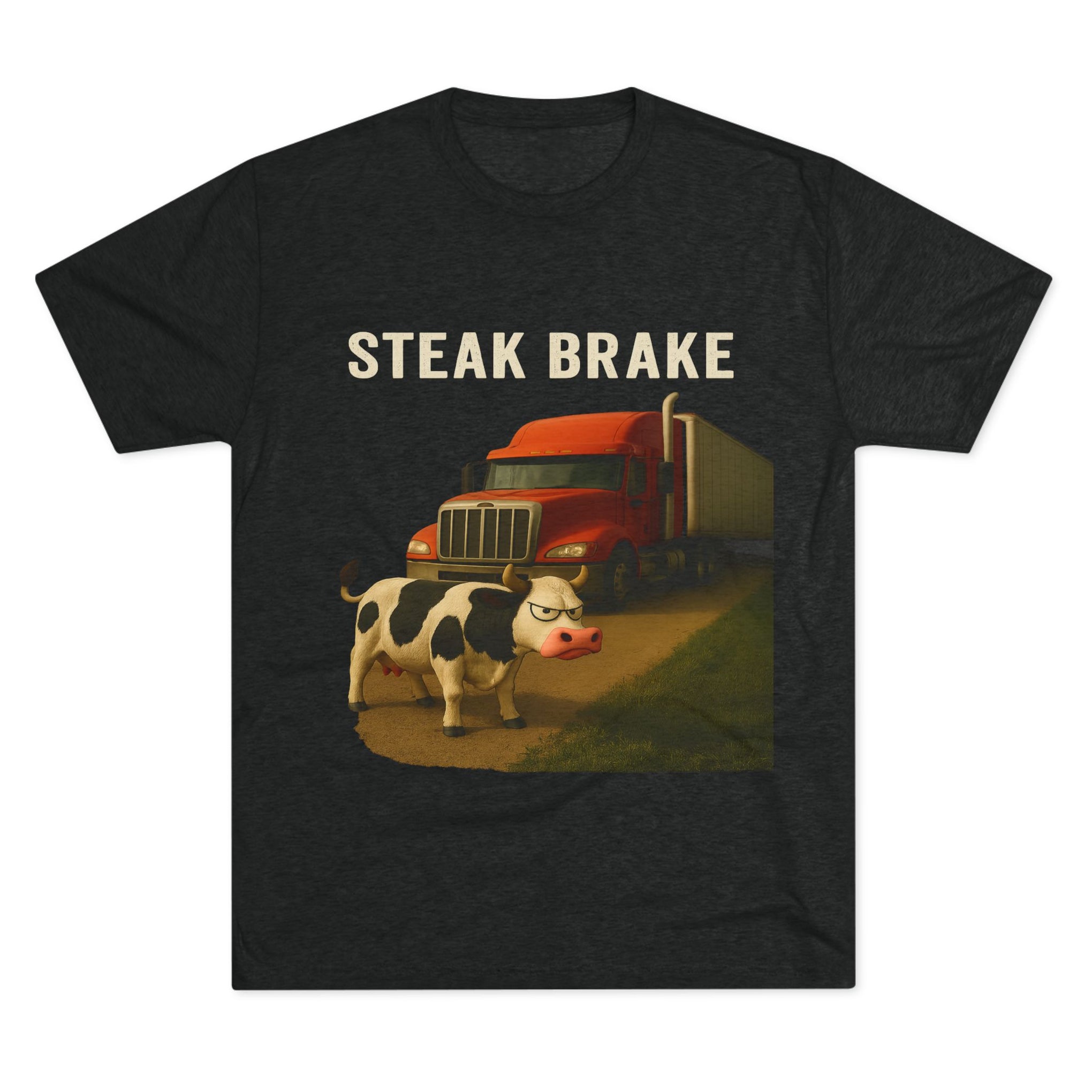 Steak Brake Tee – Funny Cow & Big Rig Truck Graphic Shirt