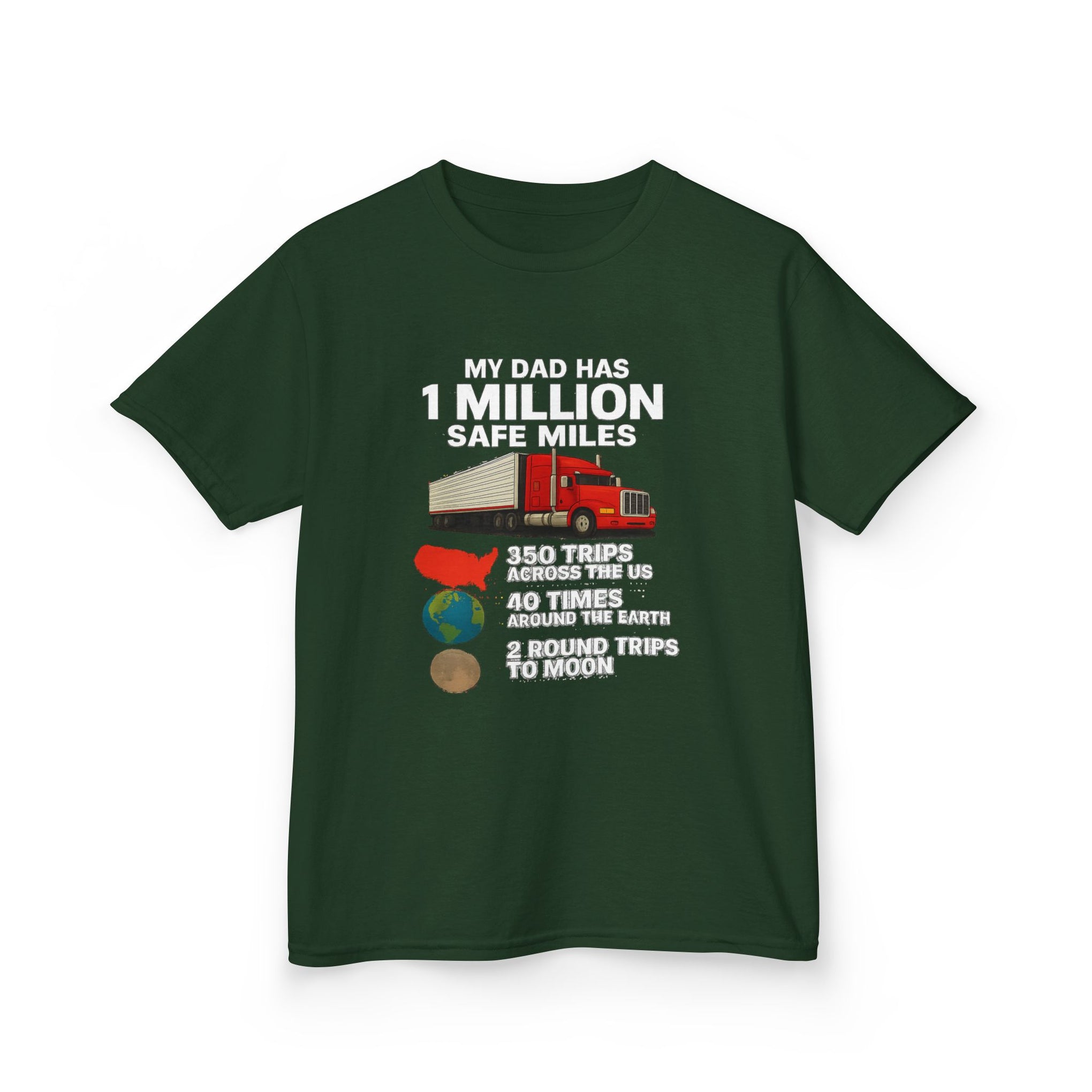 Kids Trucker Tee — 'My Dad Has A Million Safe Miles Graphic Shirt