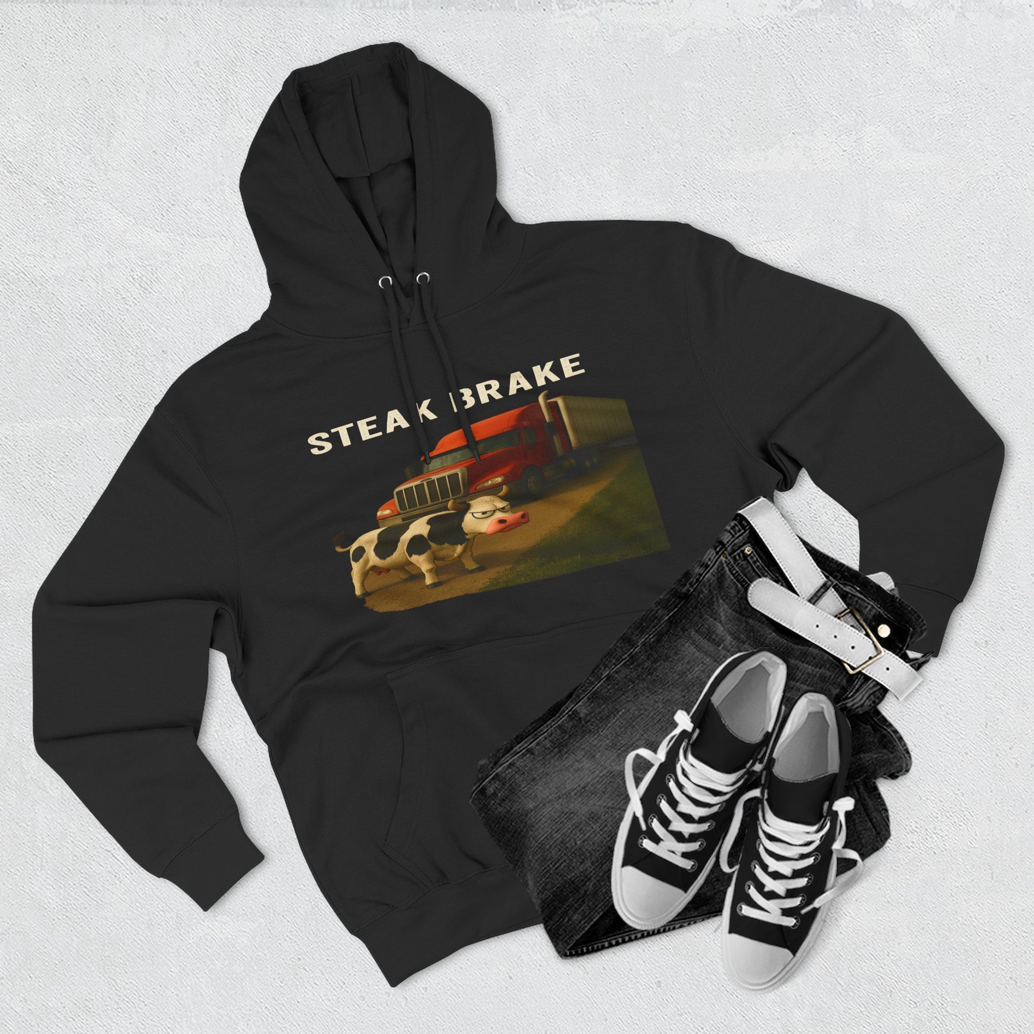 "Steak Brake" Three-Panel Fleece Hoodie