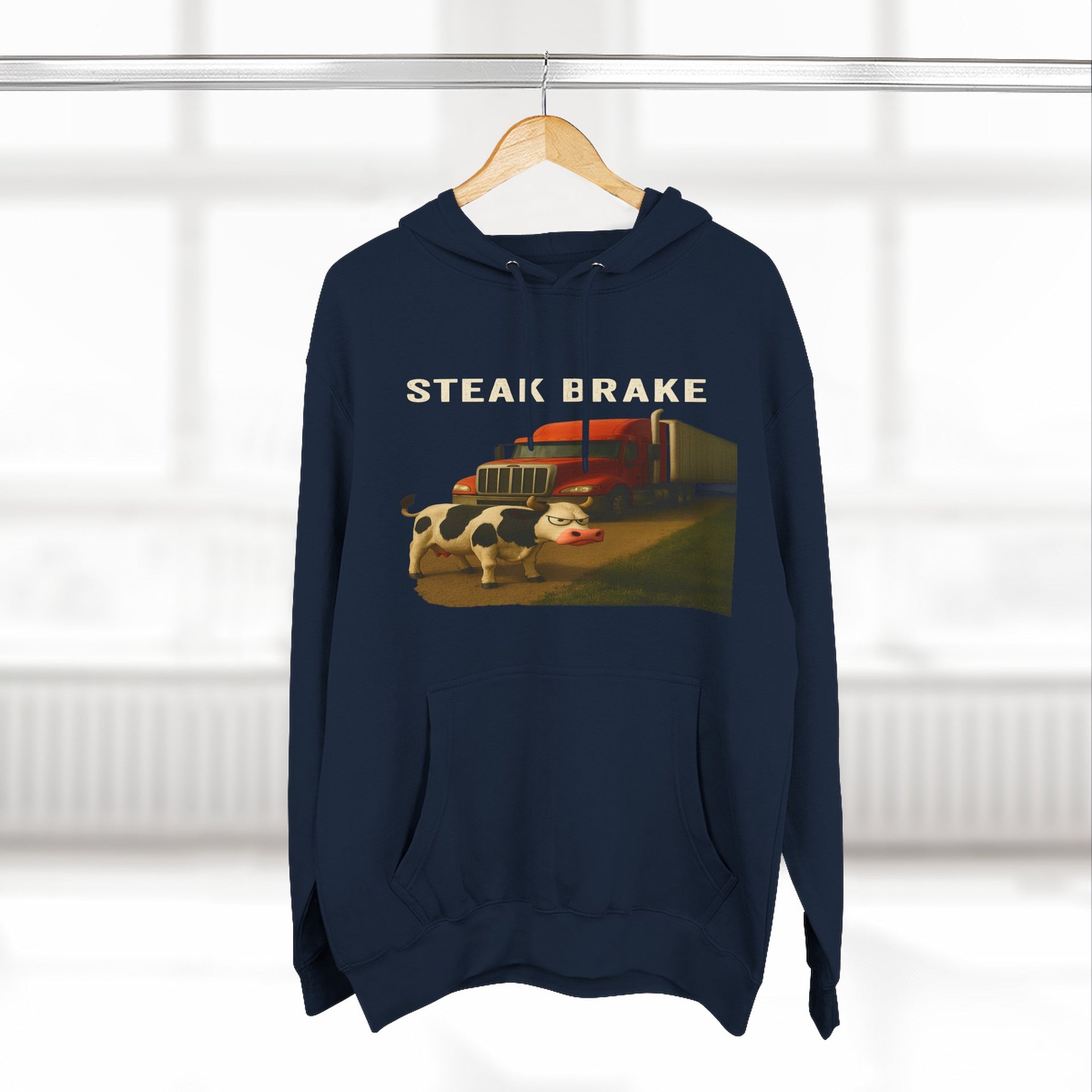 "Steak Brake" Three-Panel Fleece Hoodie