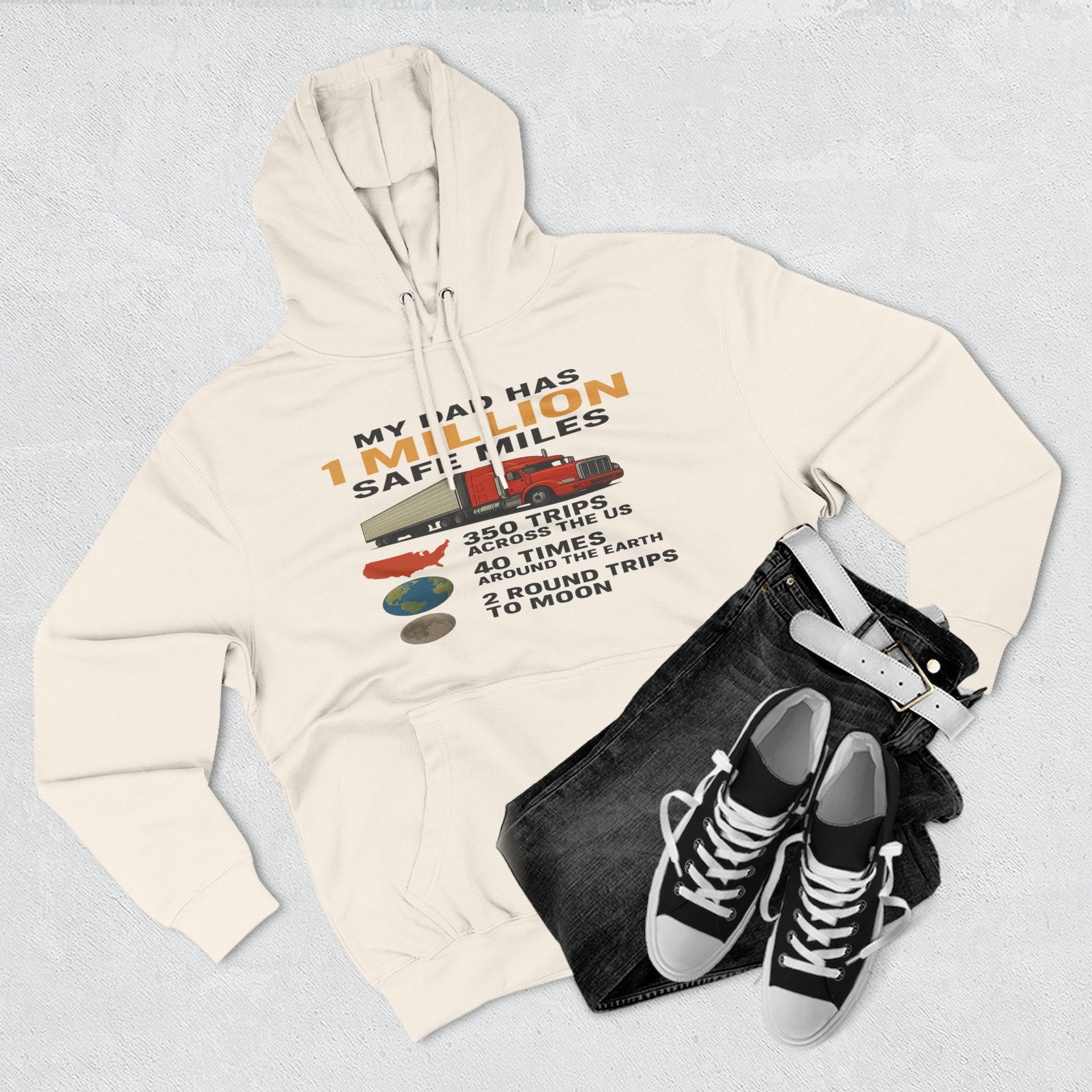 My Dad Has 1 Million Safe Miles Three-Panel Fleece Hoodie
