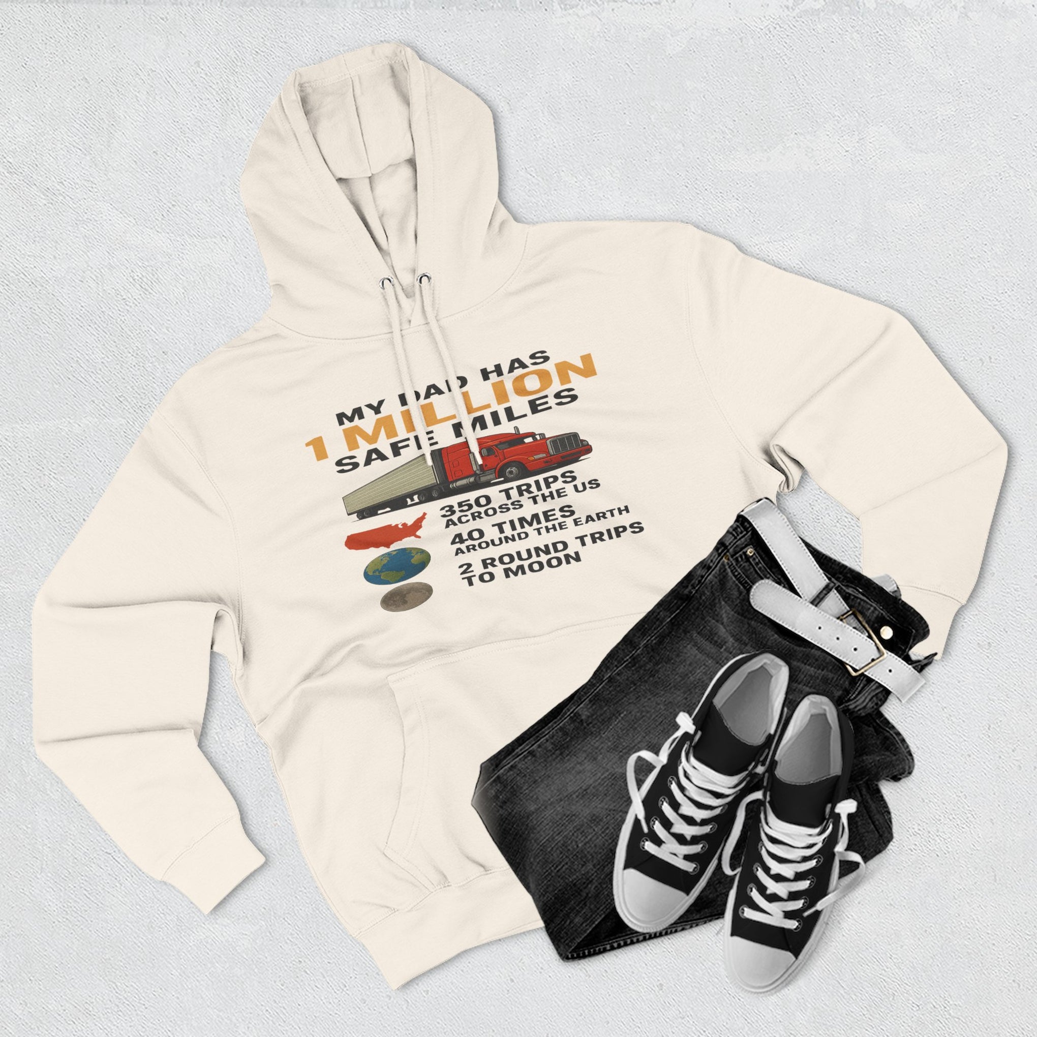 My Dad Has 1 Million Safe Miles Three-Panel Fleece Hoodie
