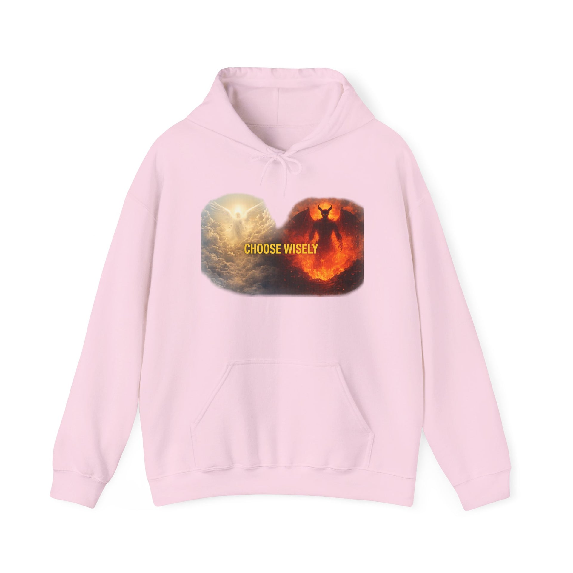 Hoodie — Choose Wisely Angel vs Demon Graphic Pullover