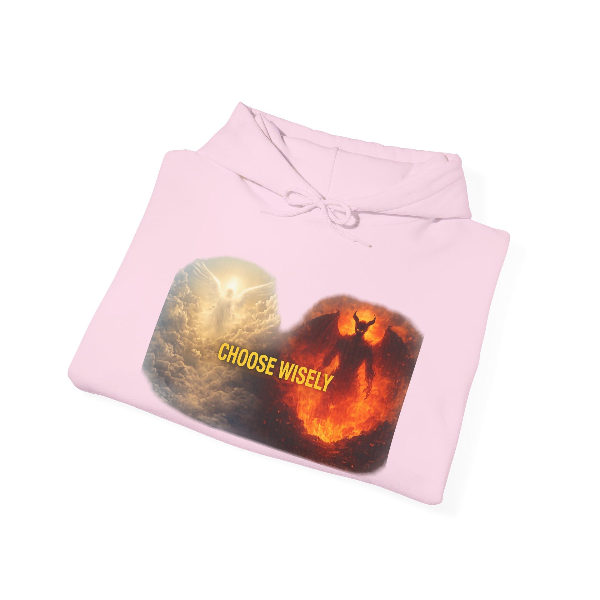 Hoodie — Choose Wisely Angel vs Demon Graphic Pullover