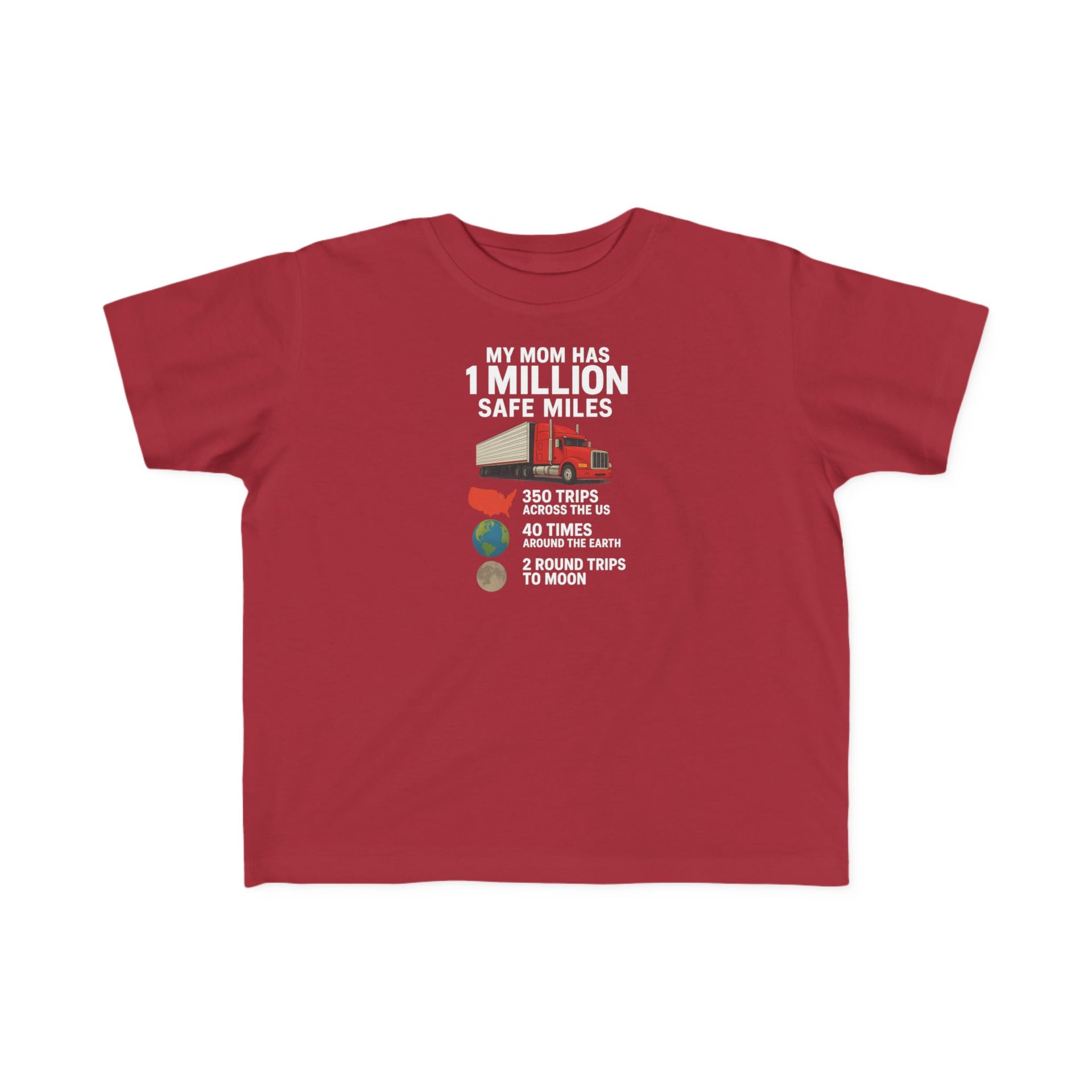 Toddler Tee – “My Mom Has 1 Million Safe Miles” Cute Truck Driving Mom Shirt for Kids