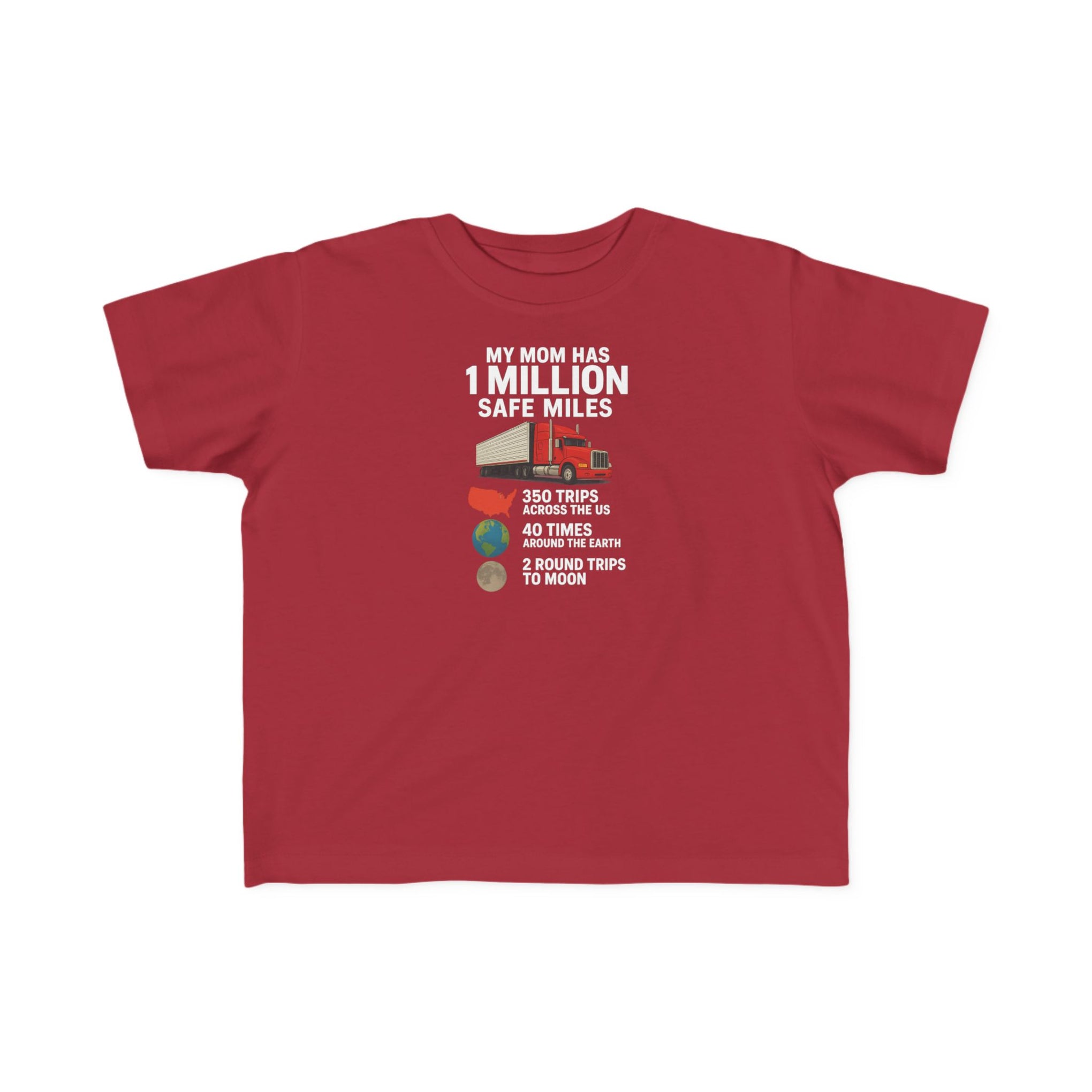 Toddler Tee – “My Mom Has 1 Million Safe Miles” Cute Truck Driving Mom Shirt for Kids