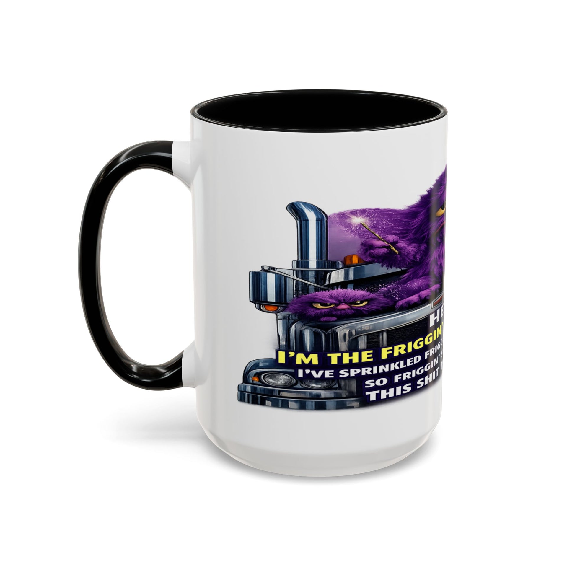 Purple Grumpy Monster Coffee Mug – Funny Truck Driver Gift (11oz & 15oz)