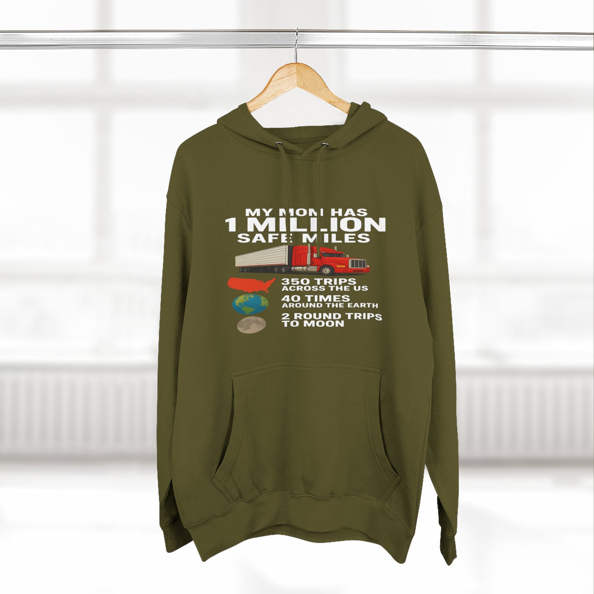 My MOM has 1 million safe miles Three-Panel Fleece Hoodie
