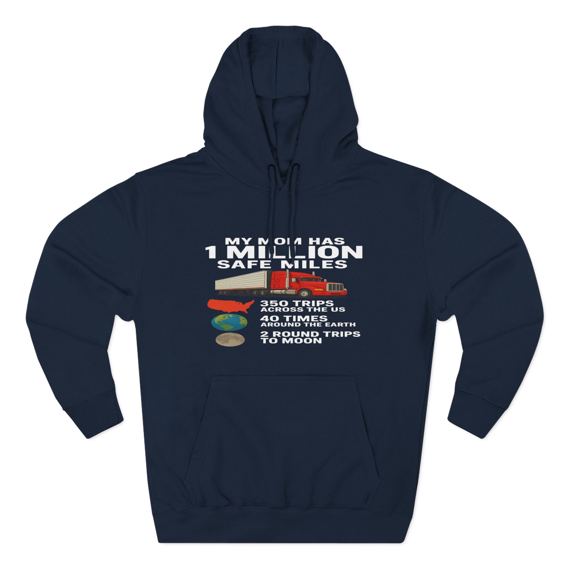 My MOM has 1 million safe miles Three-Panel Fleece Hoodie