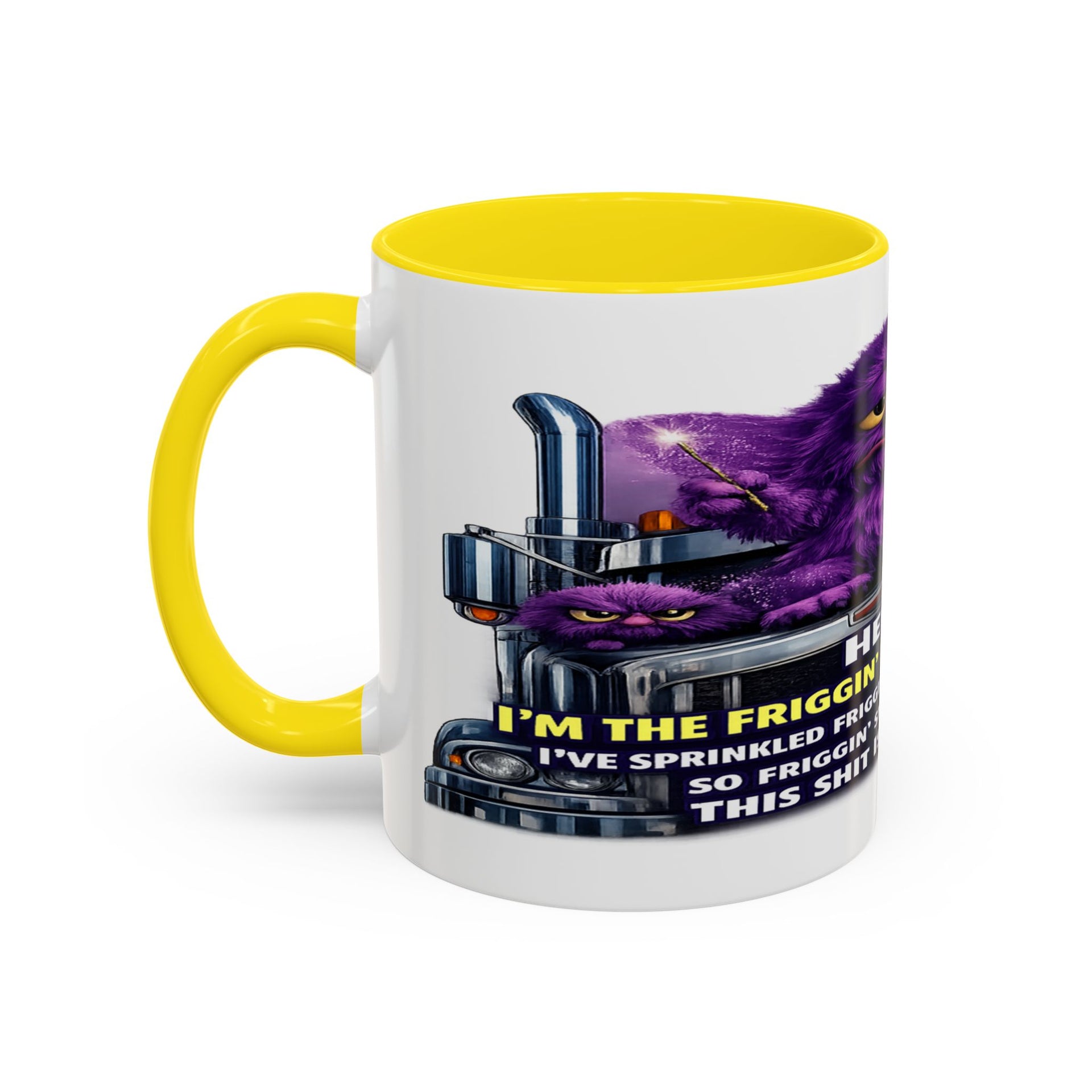 Purple Grumpy Monster Coffee Mug – Funny Truck Driver Gift (11oz & 15oz)