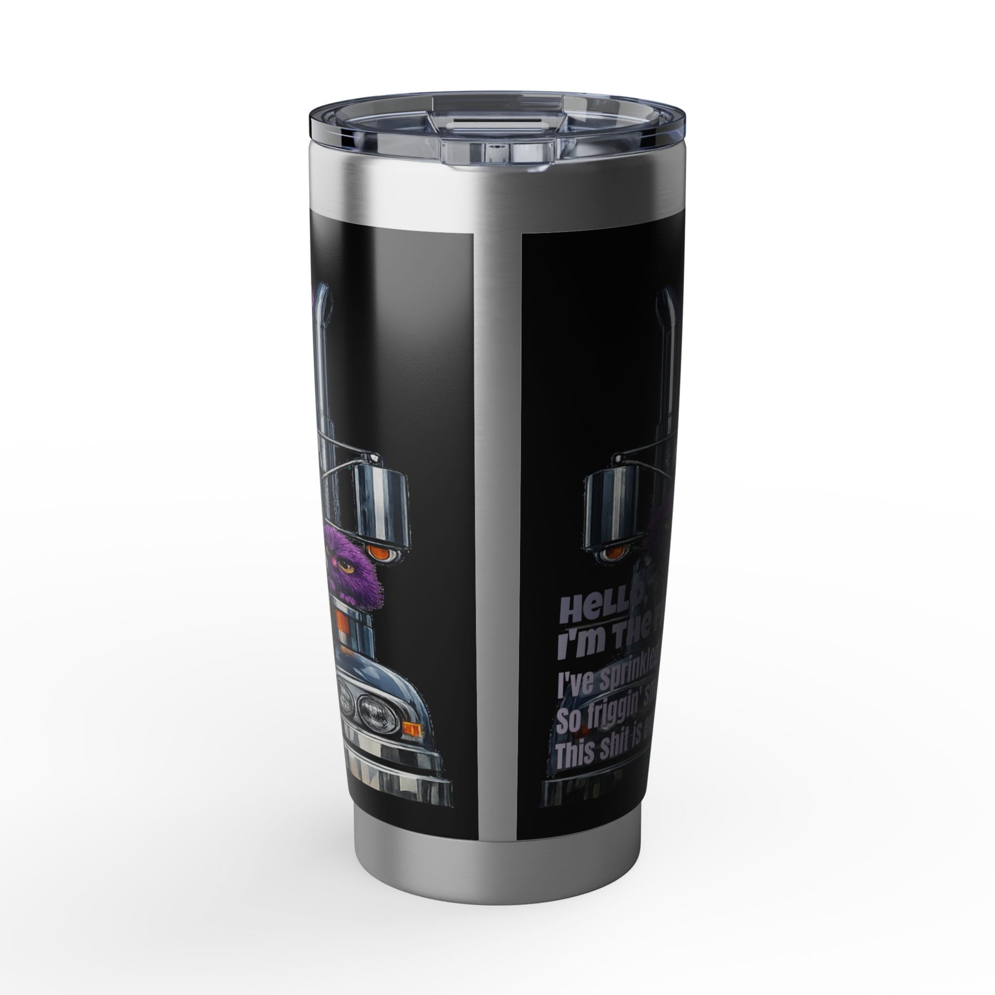 20oz Insulated Tumbler — Purple Grumpy Monster "Happiness Fairy" Travel Mug