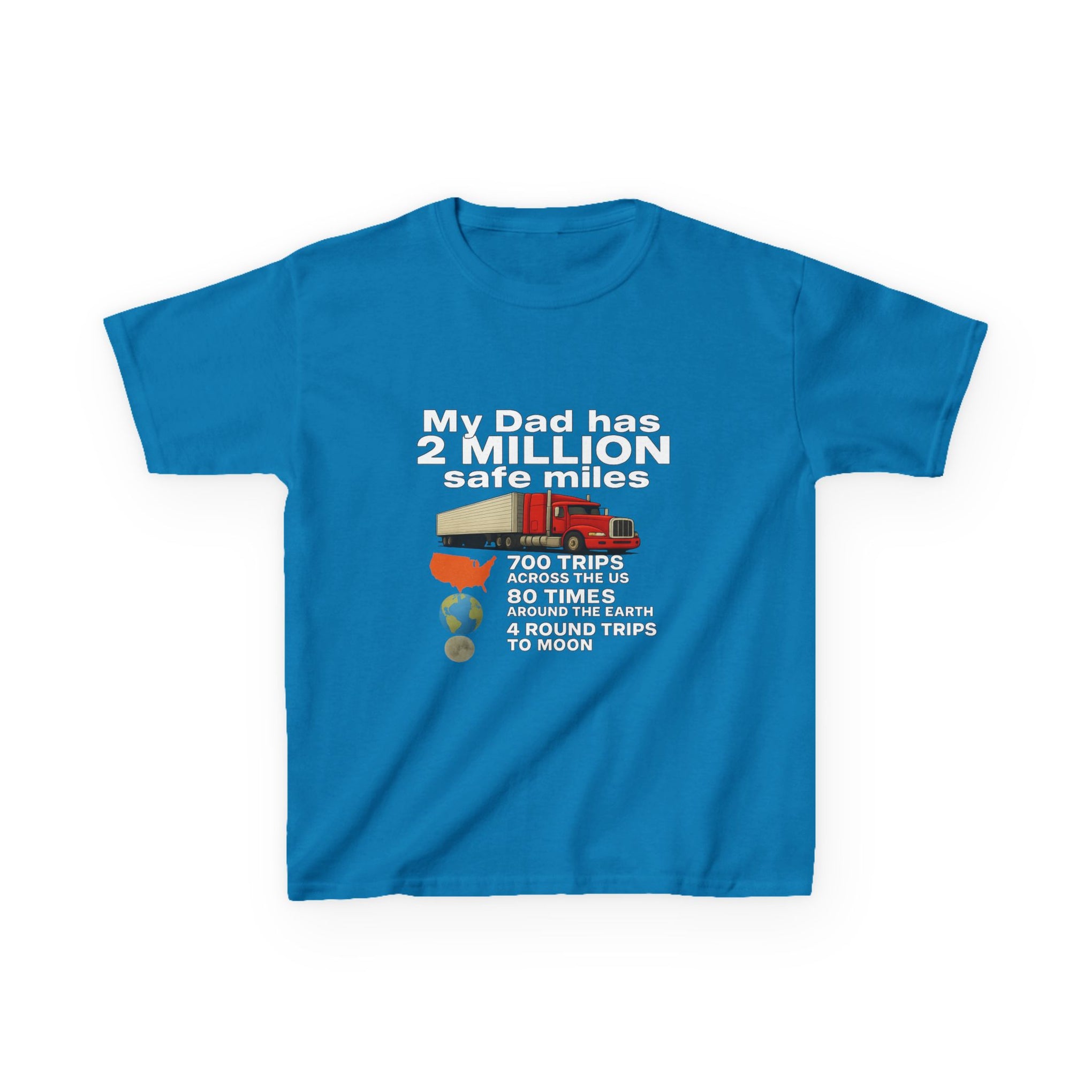 Kids Tee — "My Dad Has 2 Million Safe Miles" Funny Road Trip Travel Shirt