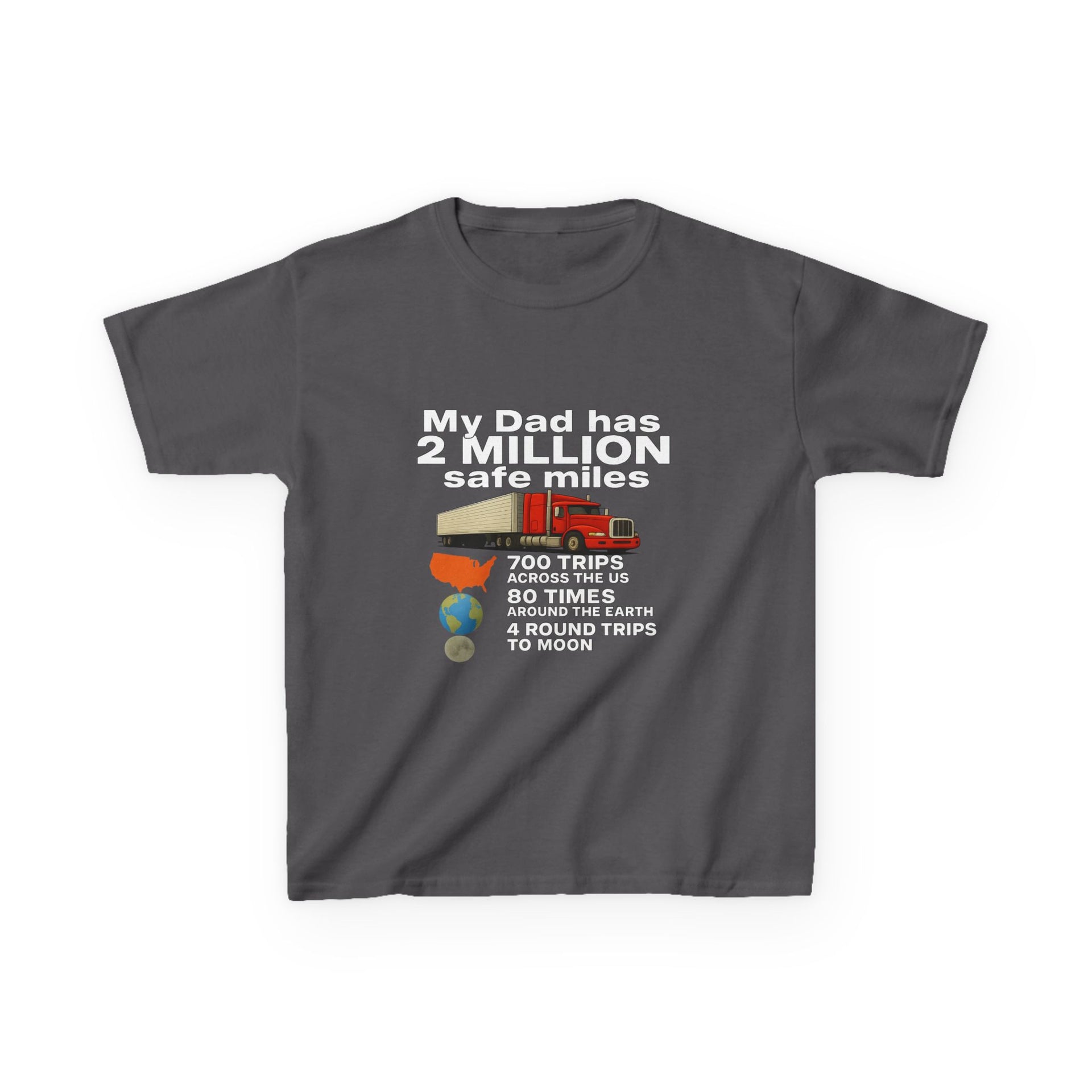 Kids Tee — "My Dad Has 2 Million Safe Miles" Funny Road Trip Travel Shirt
