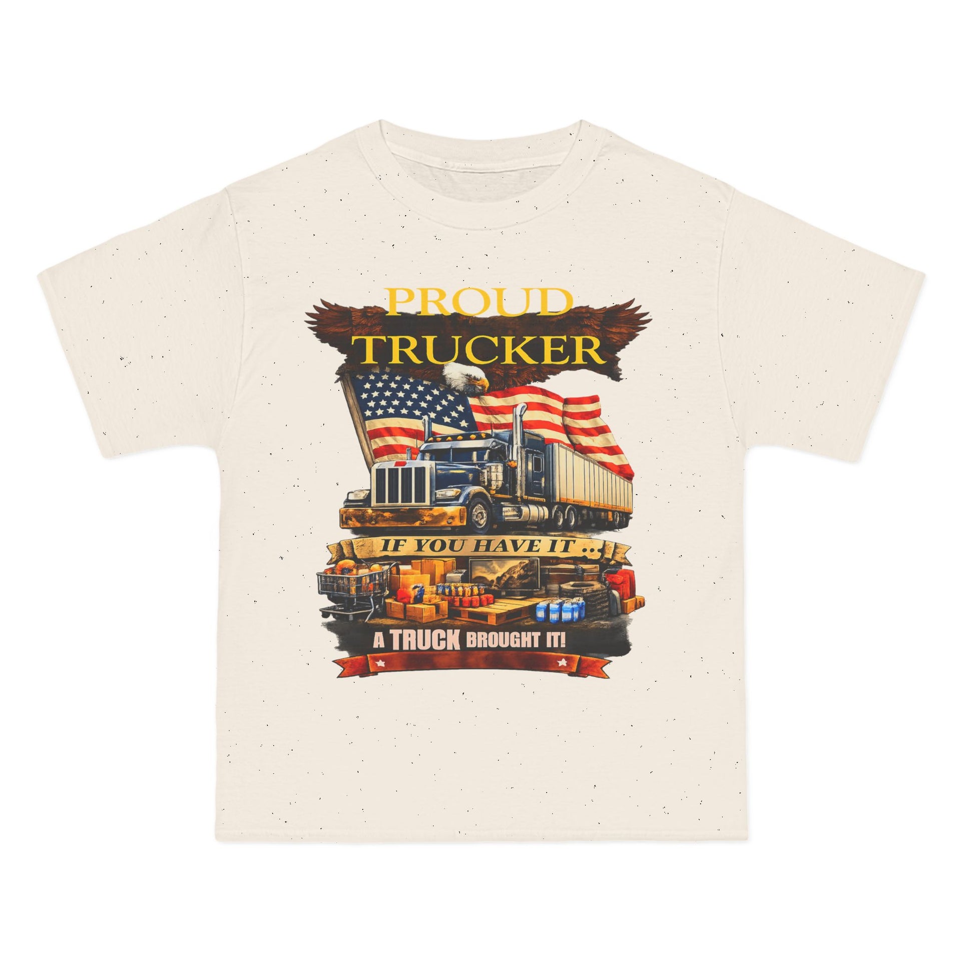 Big an Tall - "Proud Trucker" American Flag Semi Truck Graphic
