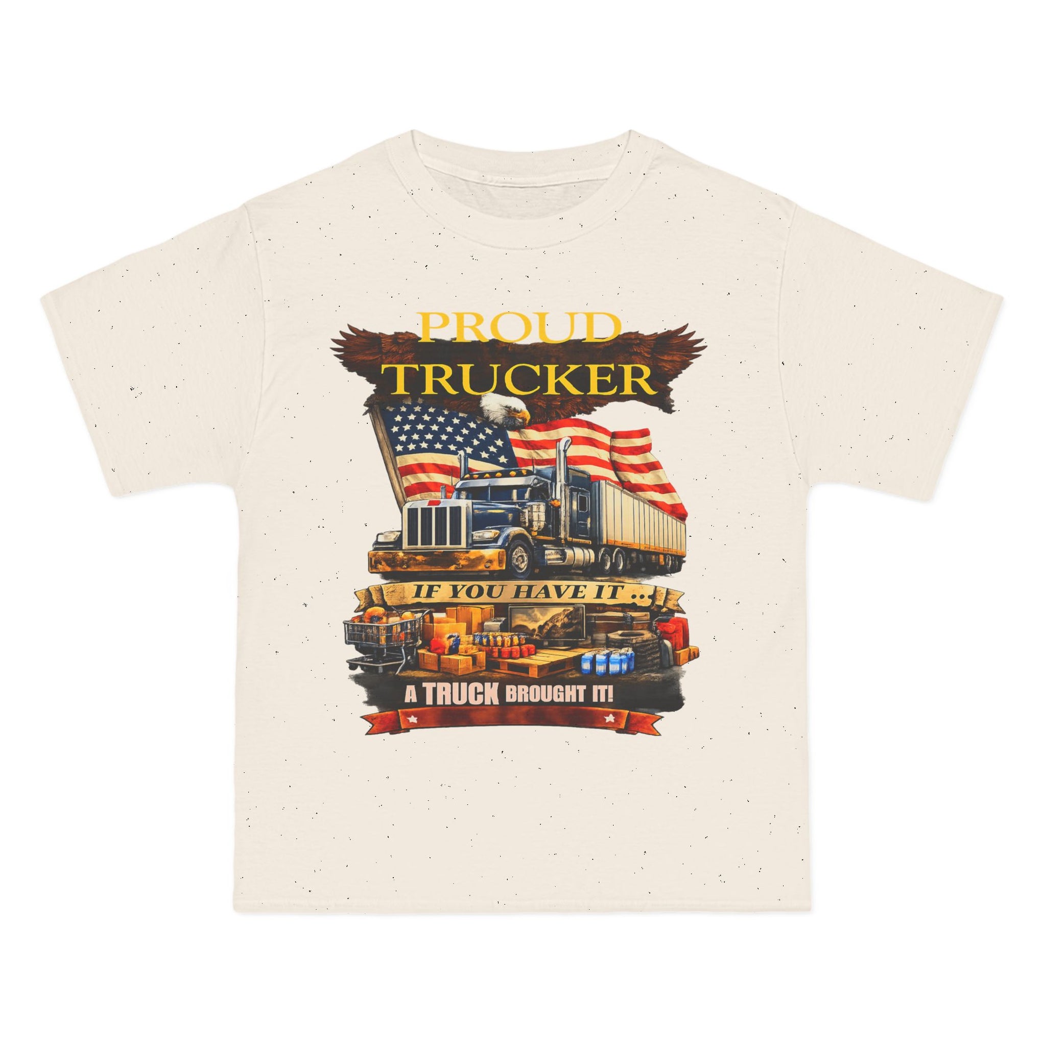 Big an Tall - "Proud Trucker" American Flag Semi Truck Graphic