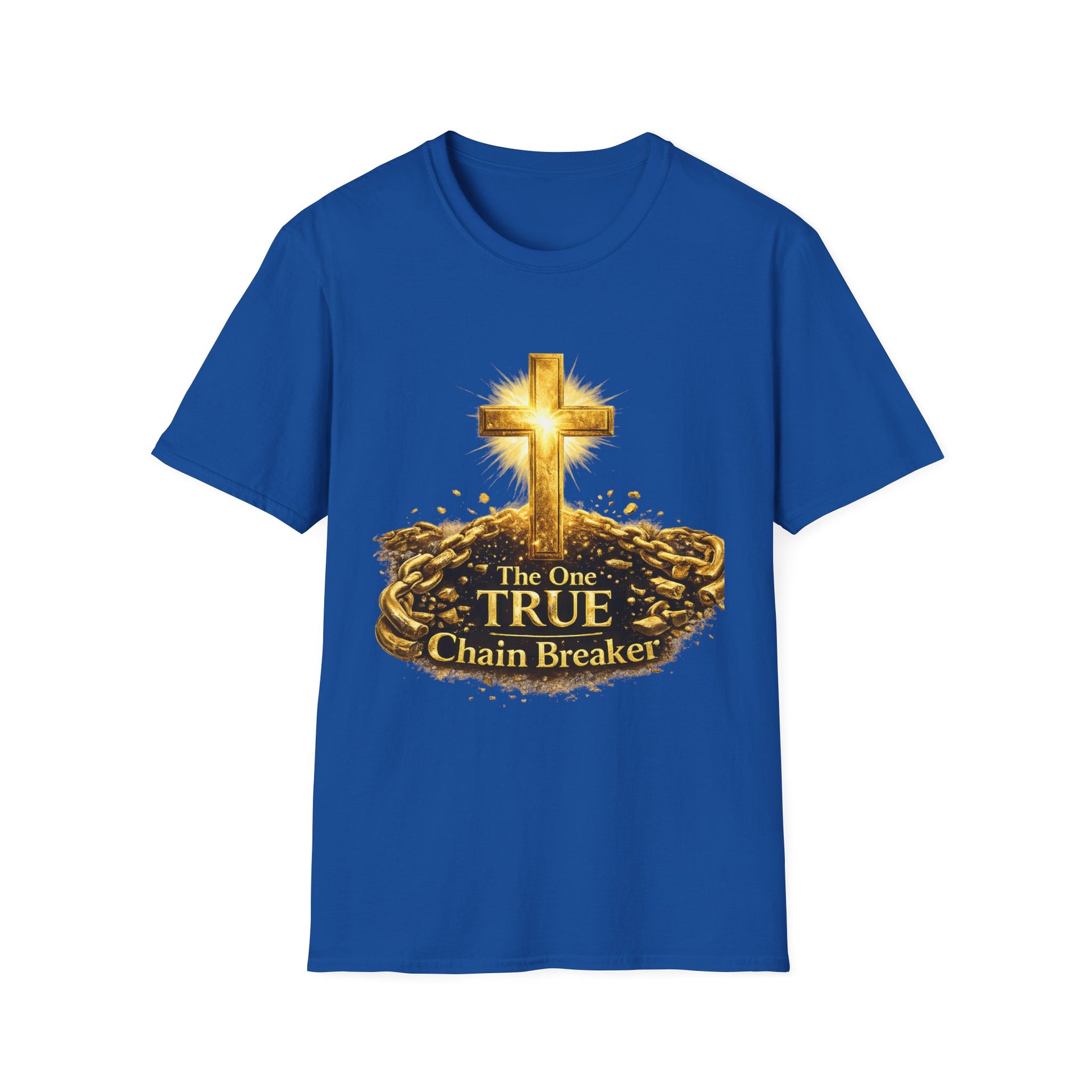 Chain Breaker Cross T-Shirt — "The One True Chain Breaker" Christian Faith Tee