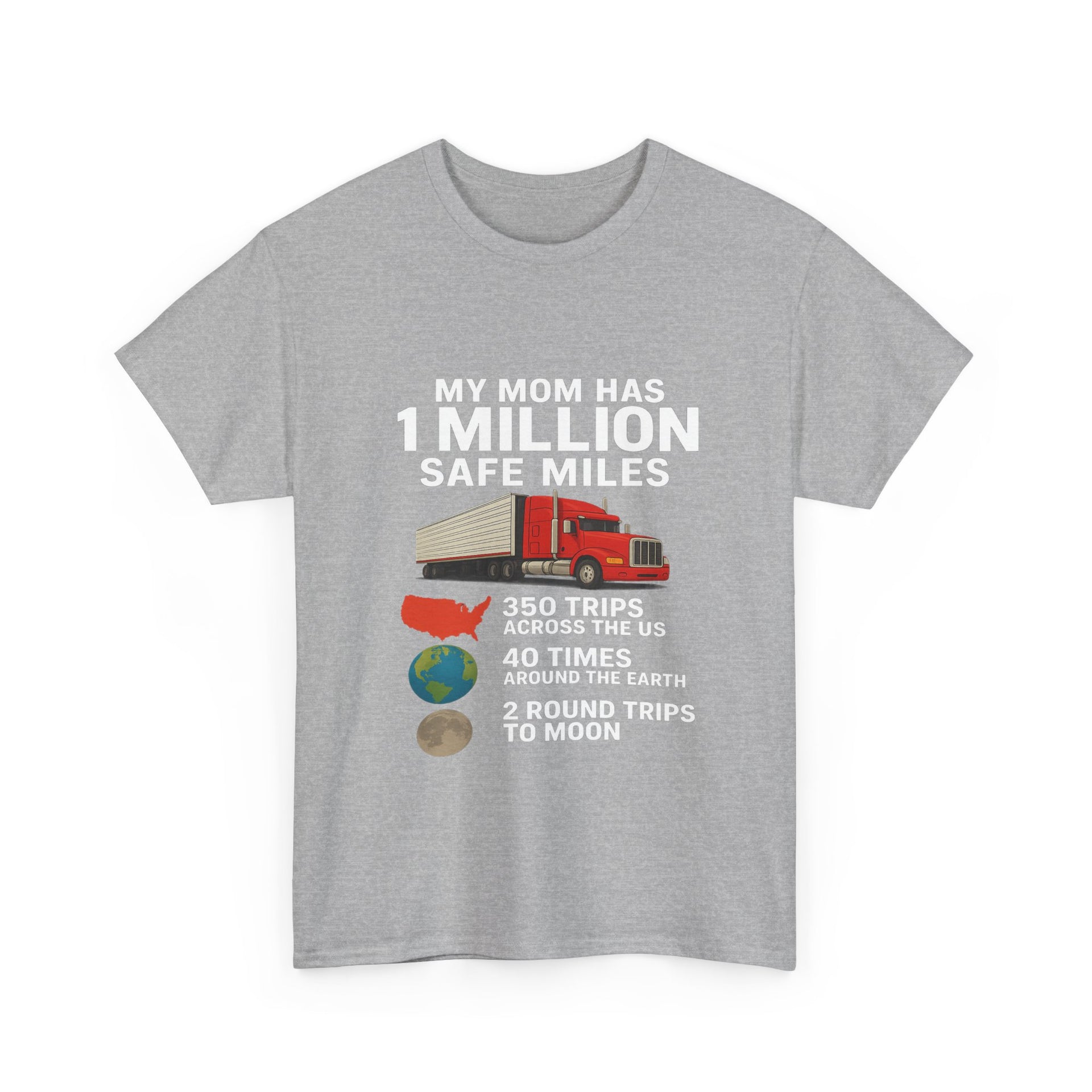 My Mom has 1 million safe miles Unisex Heavy Cotton Tee
