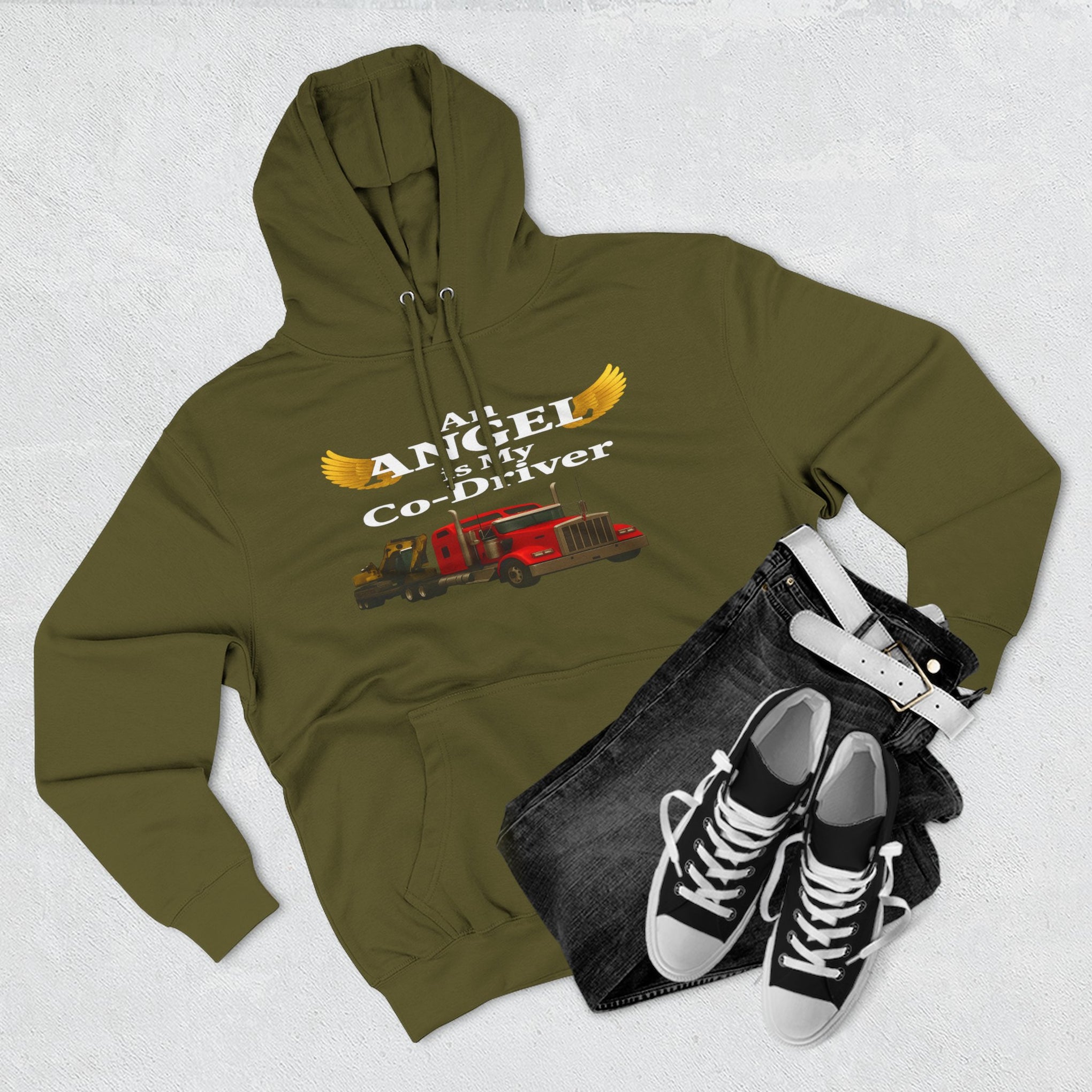 Flatbed "Angel is my co-driver" Three-Panel Fleece Hoodie