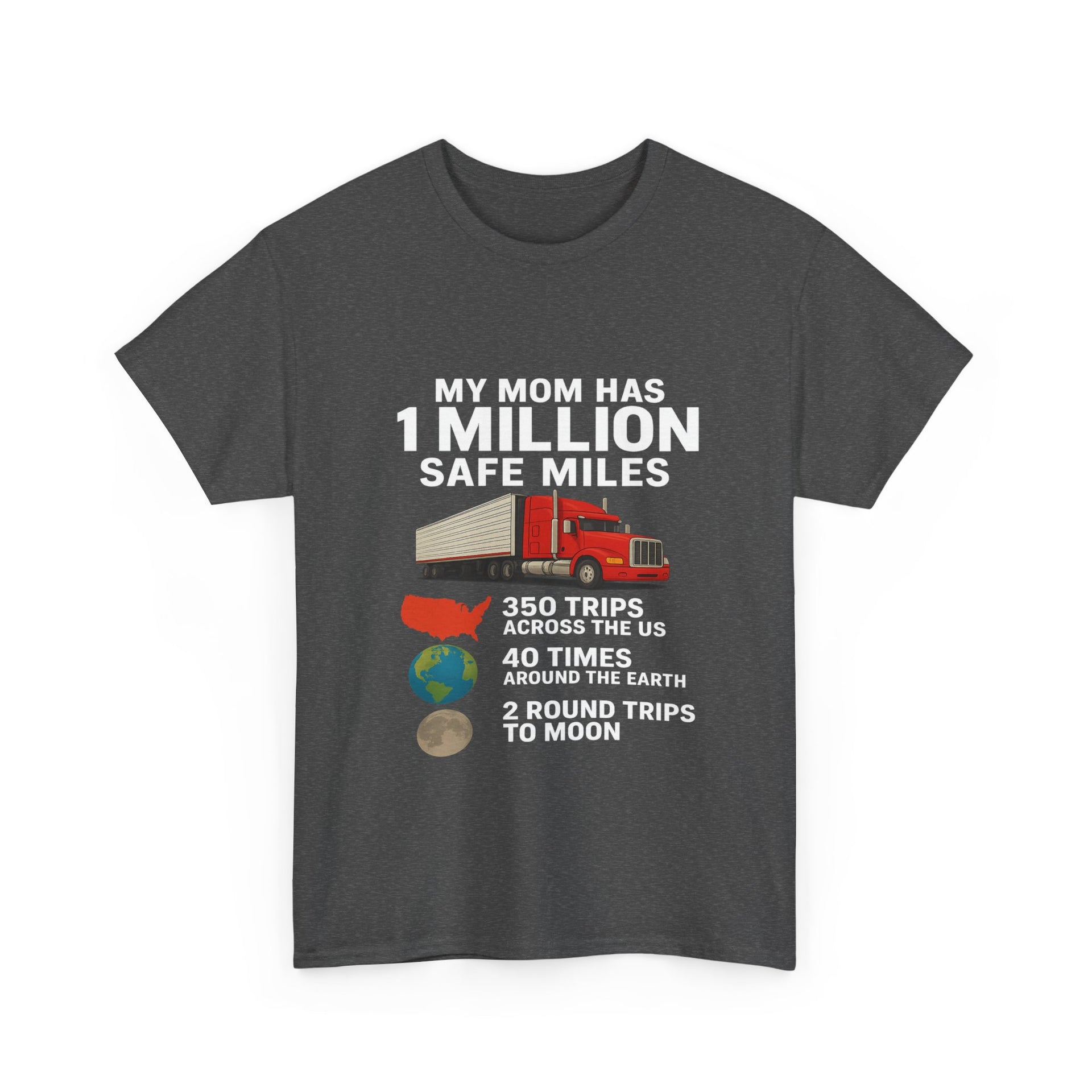 My Mom has 1 million safe miles Unisex Heavy Cotton Tee