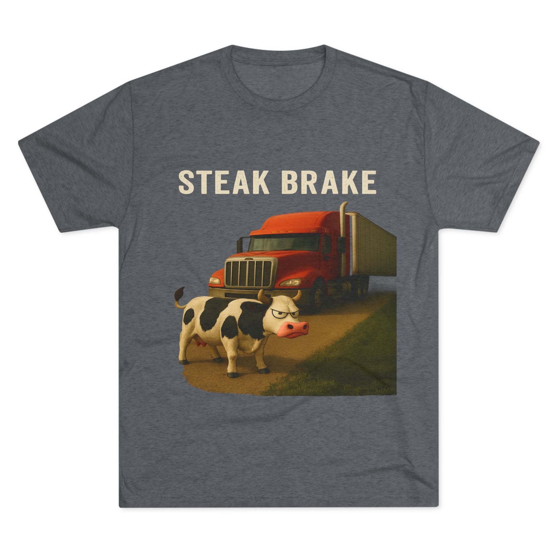 Steak Brake Tee – Funny Cow & Big Rig Truck Graphic Shirt