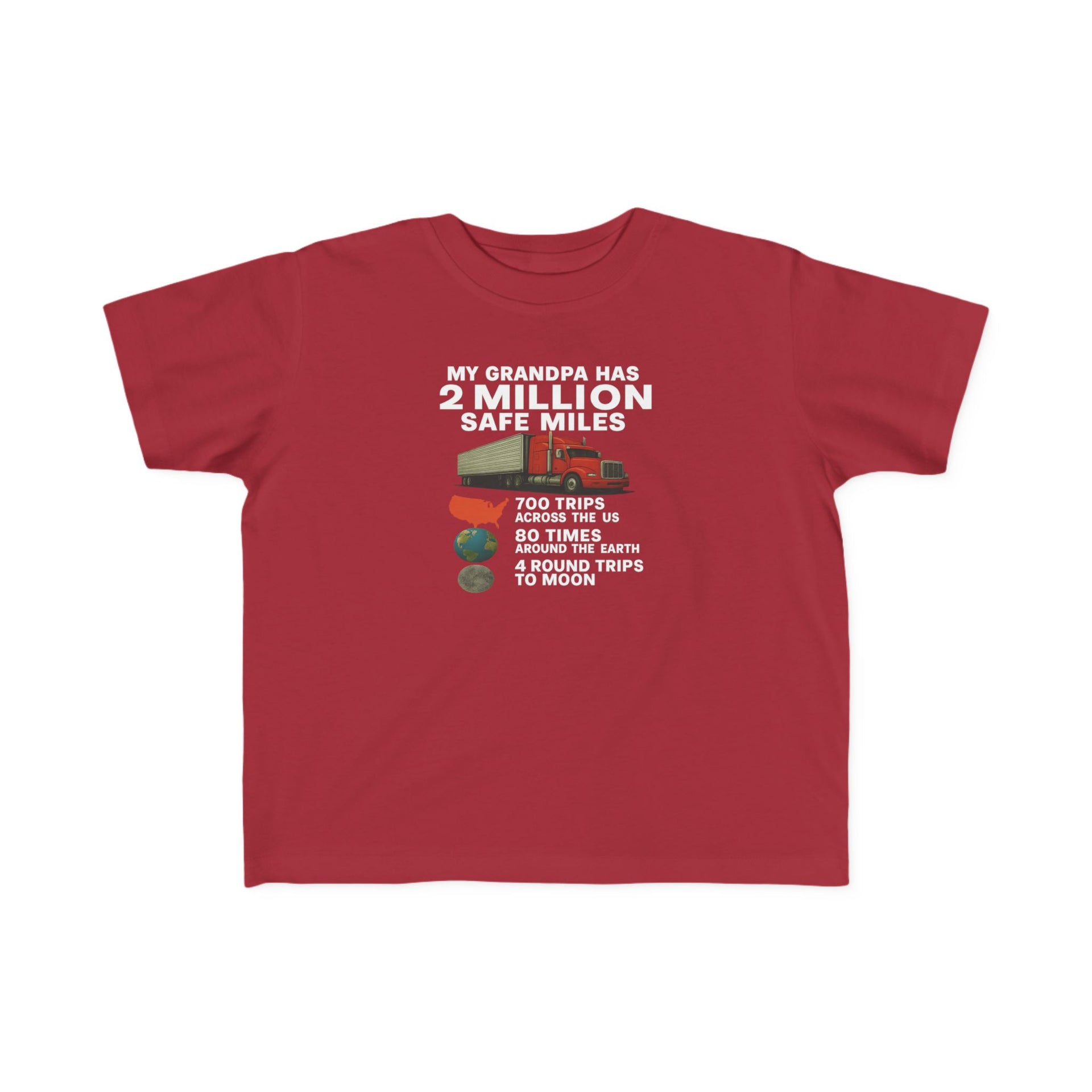 My Grampa has 2 million safe miles— Cute Red Semi Truck Design for Little Kids