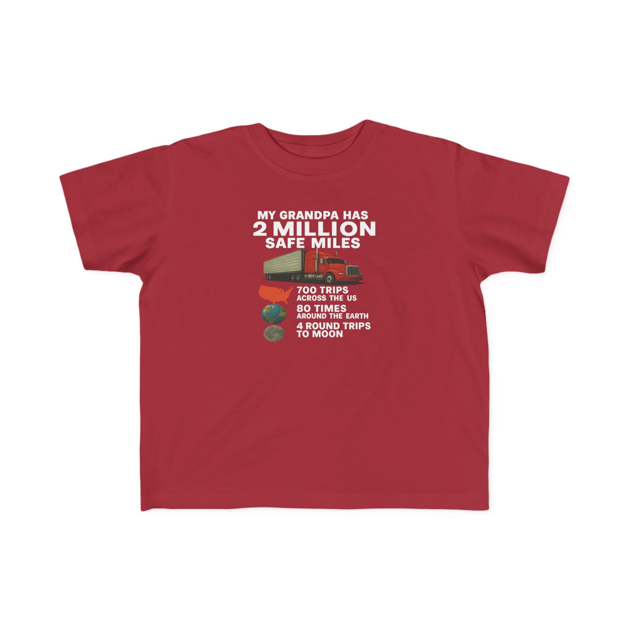 My Grampa has 2 million safe miles— Cute Red Semi Truck Design for Little Kids