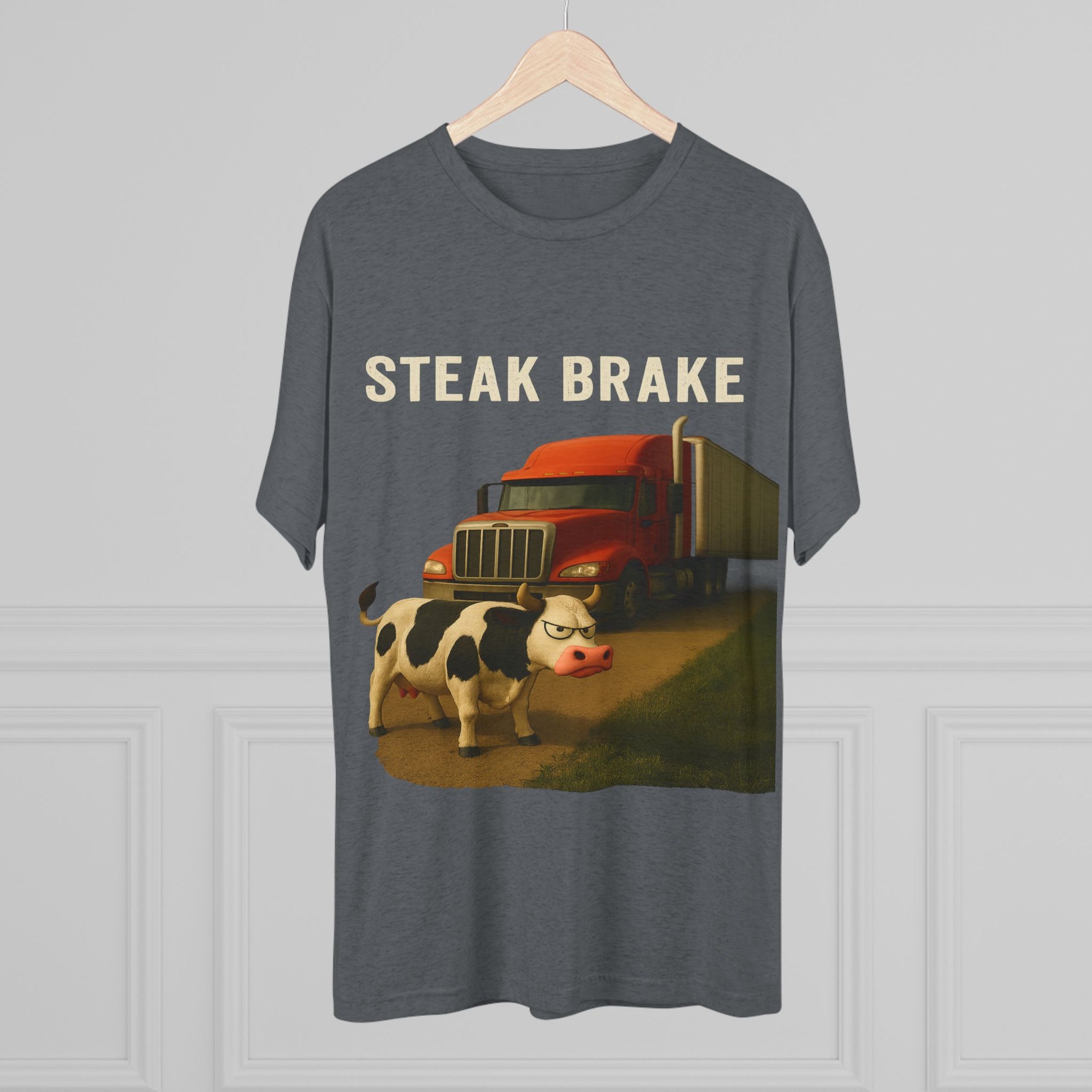 Steak Brake Tee – Funny Cow & Big Rig Truck Graphic Shirt