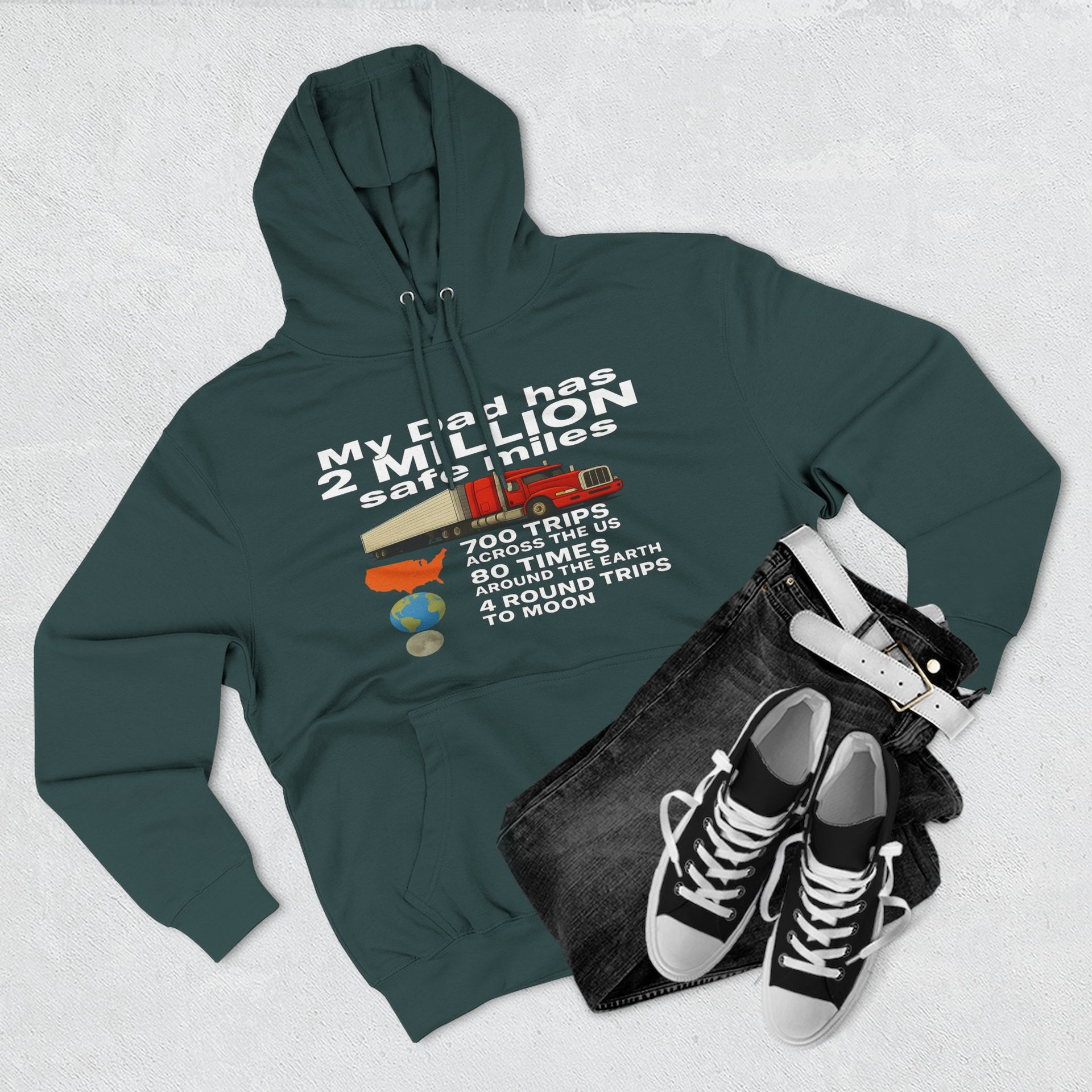 Dad 2 Million Safe Miles Three-Panel Fleece Hoodie