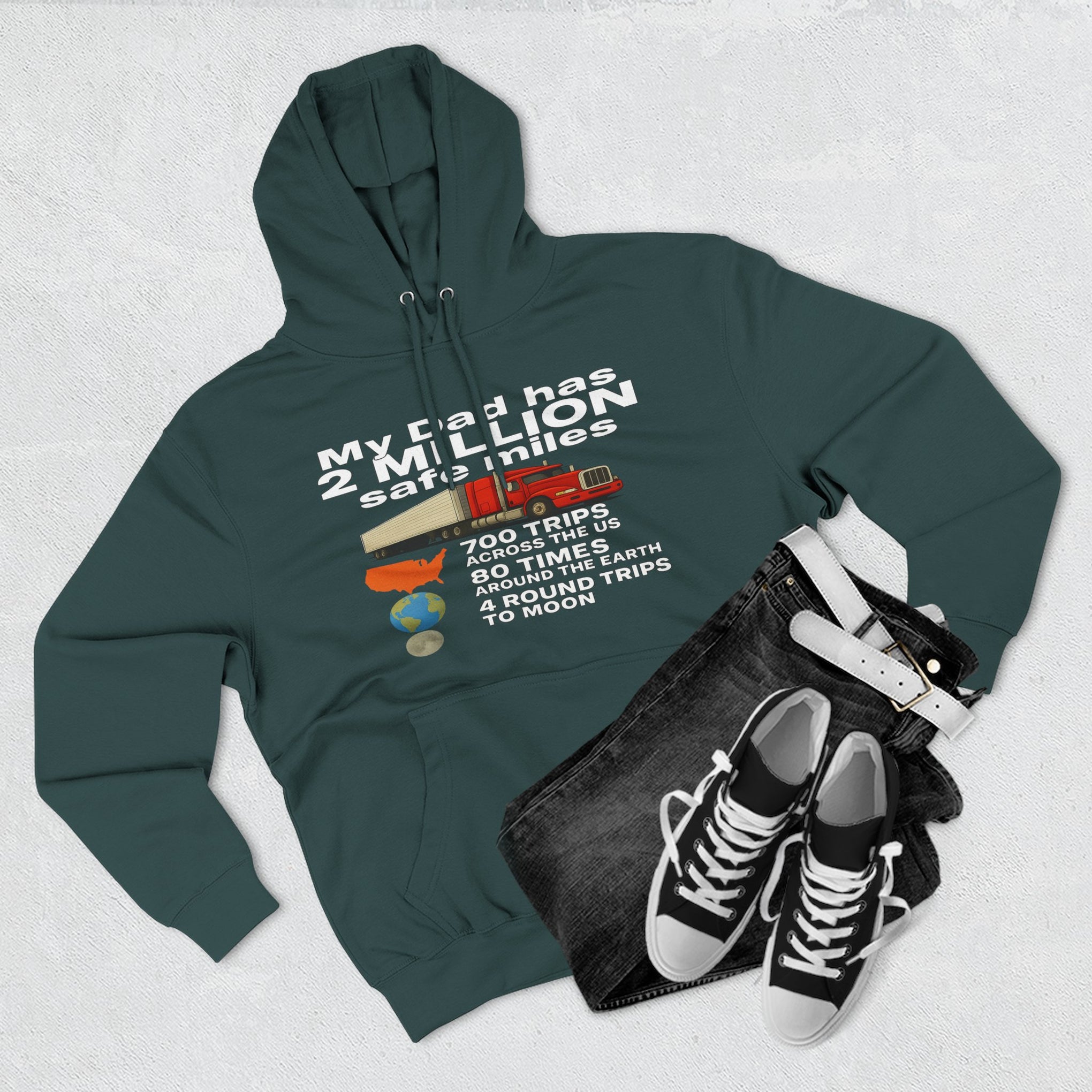 Dad 2 Million Safe Miles Three-Panel Fleece Hoodie