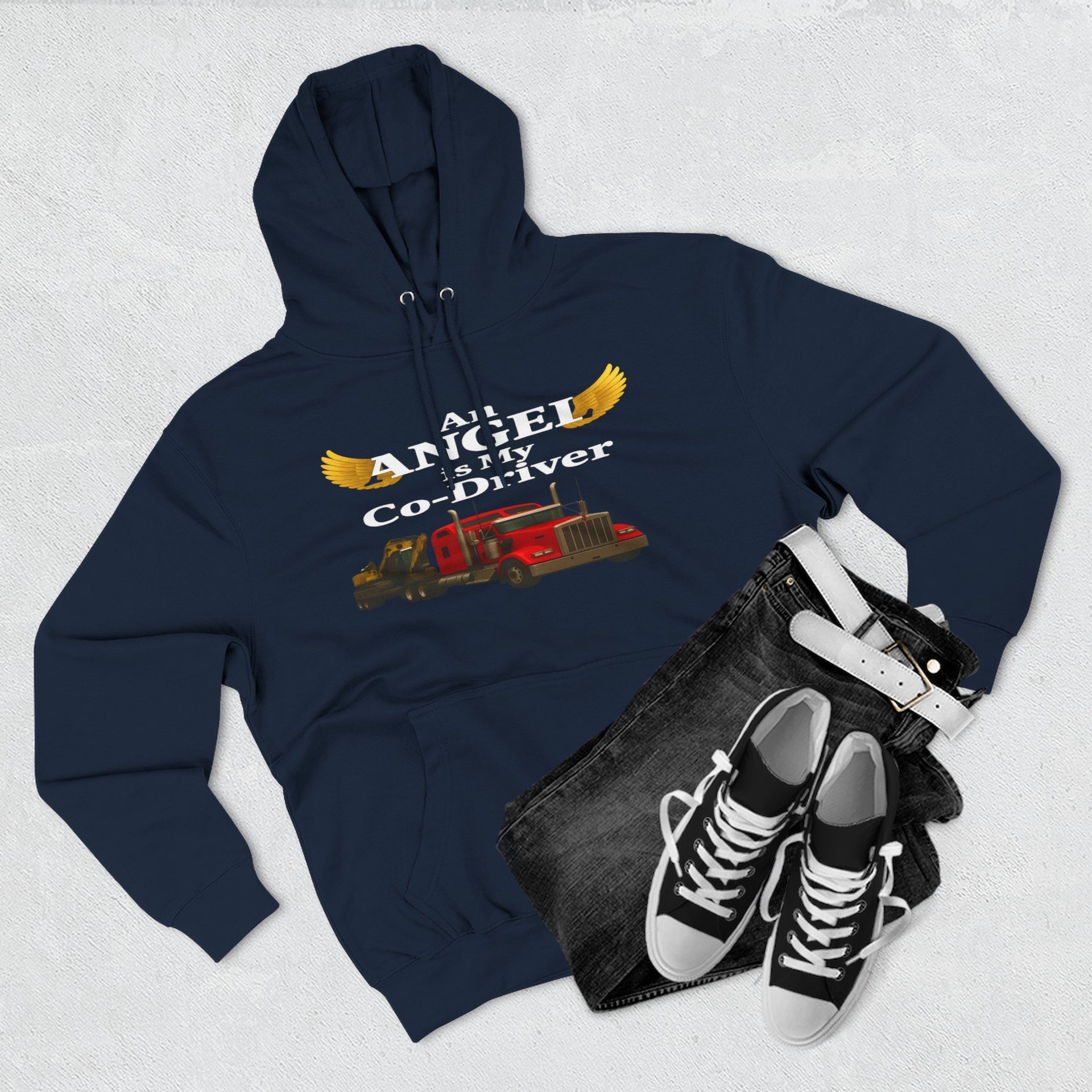Flatbed "Angel is my co-driver" Three-Panel Fleece Hoodie