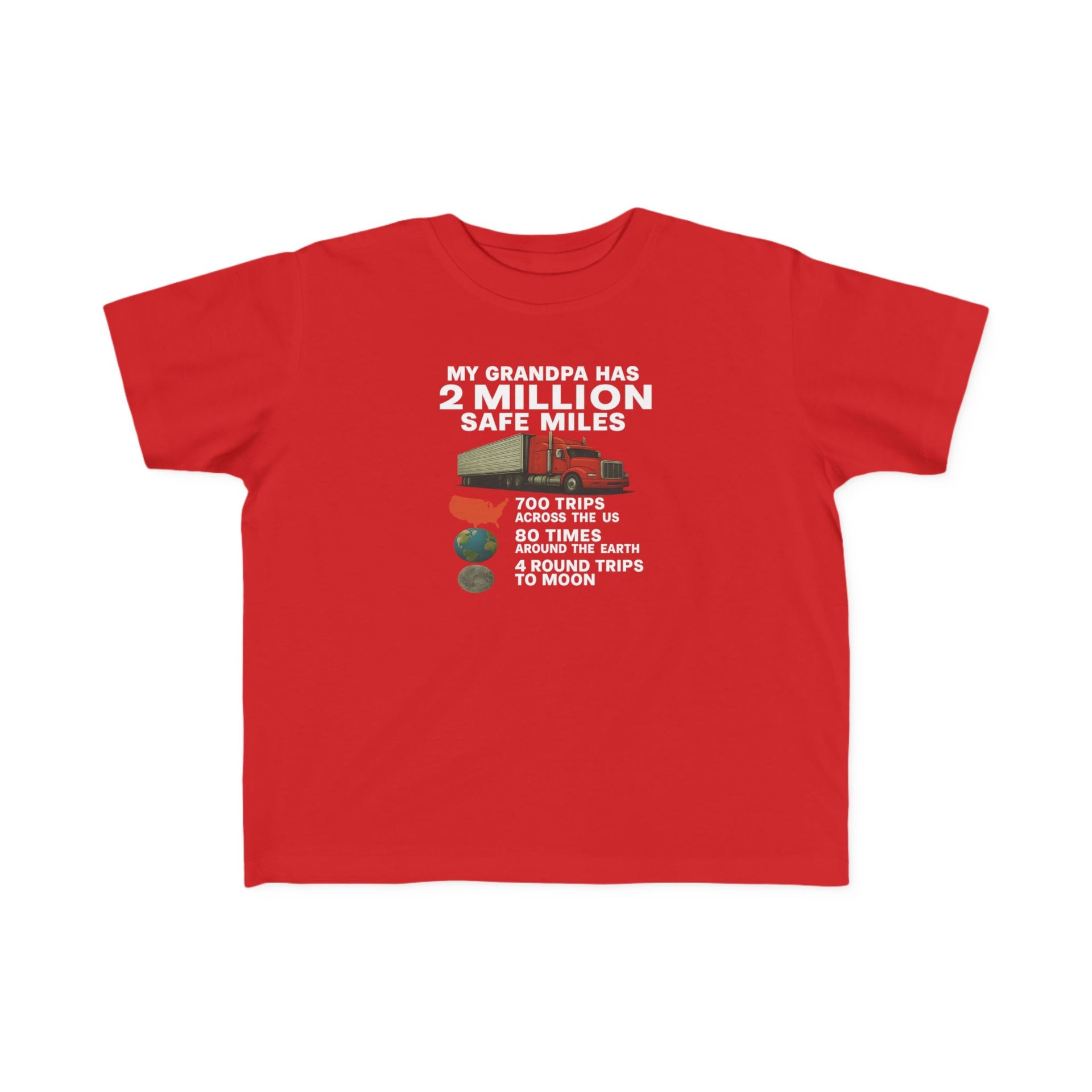 My Grampa has 2 million safe miles— Cute Red Semi Truck Design for Little Kids