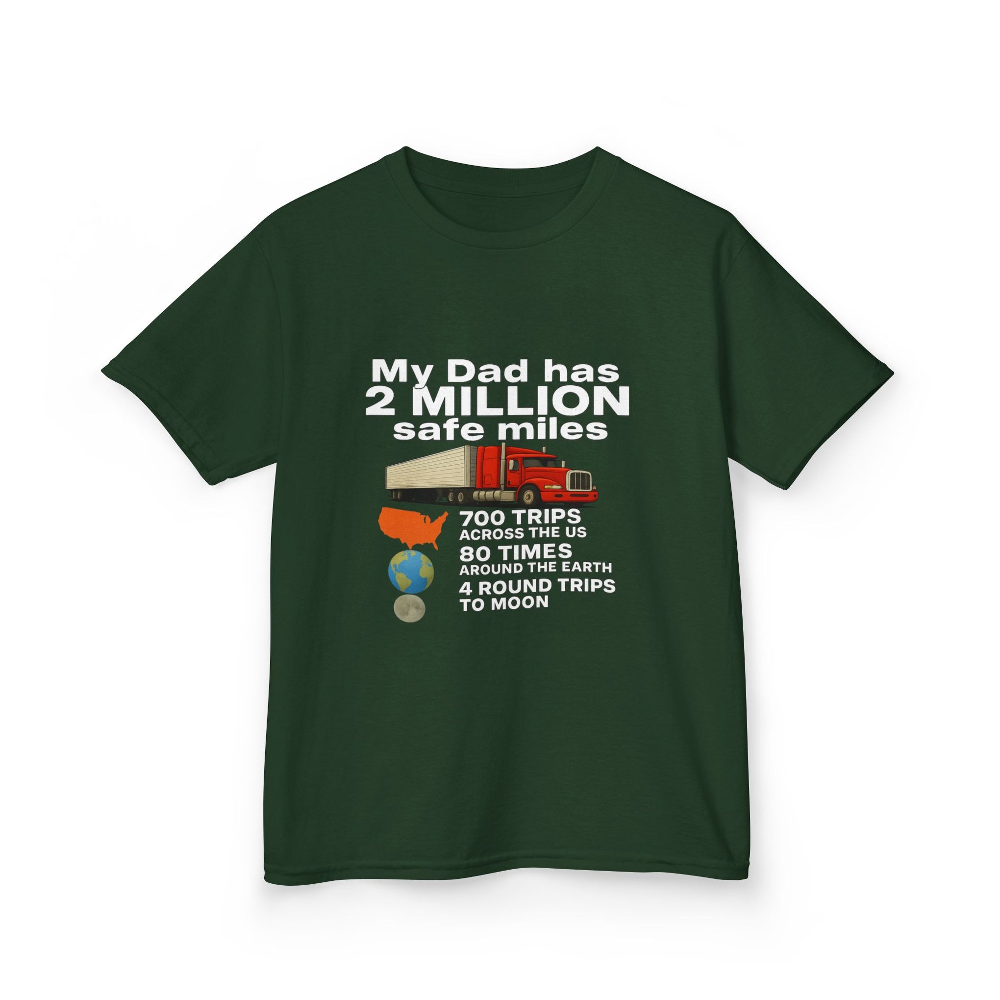 Kids Tee — "My Dad Has 2 Million Safe Miles" Funny Road Trip Travel Shirt