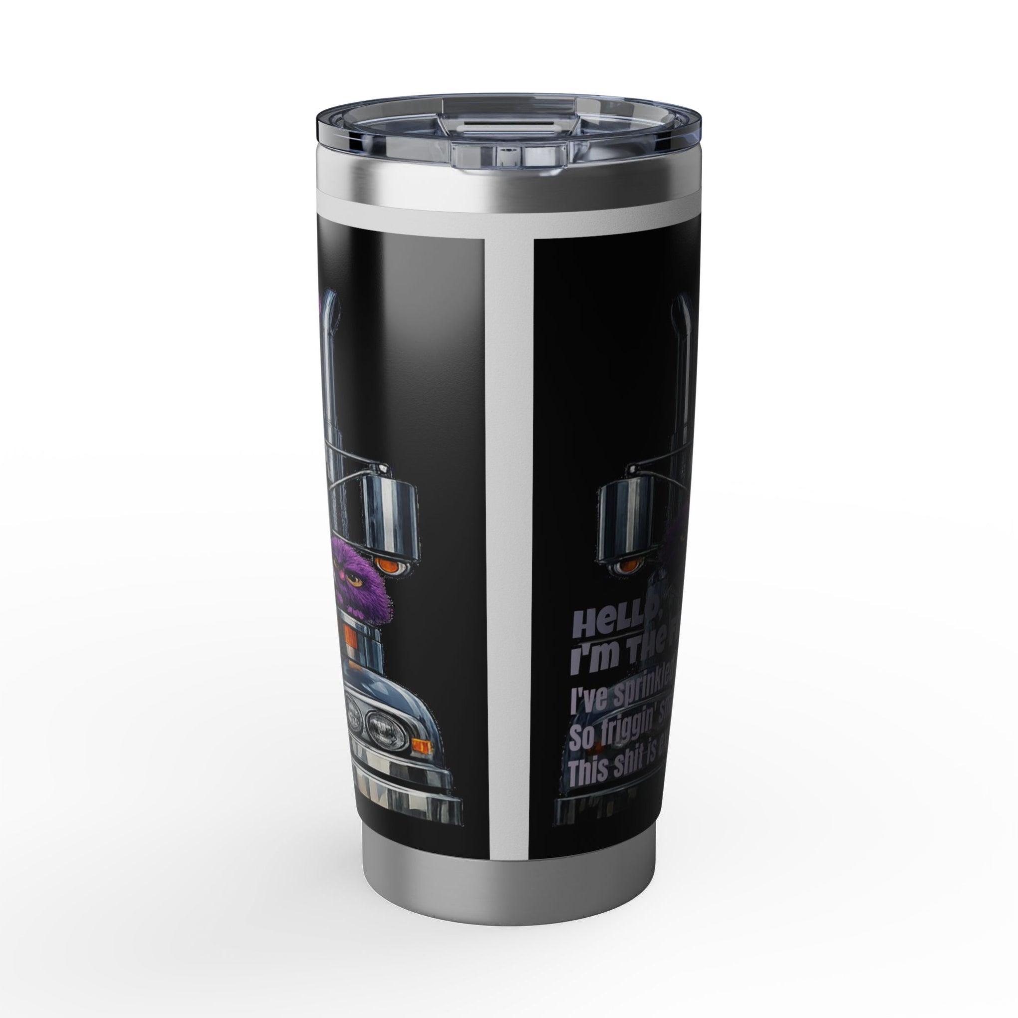20oz Insulated Tumbler — Purple Grumpy Monster "Happiness Fairy" Travel Mug