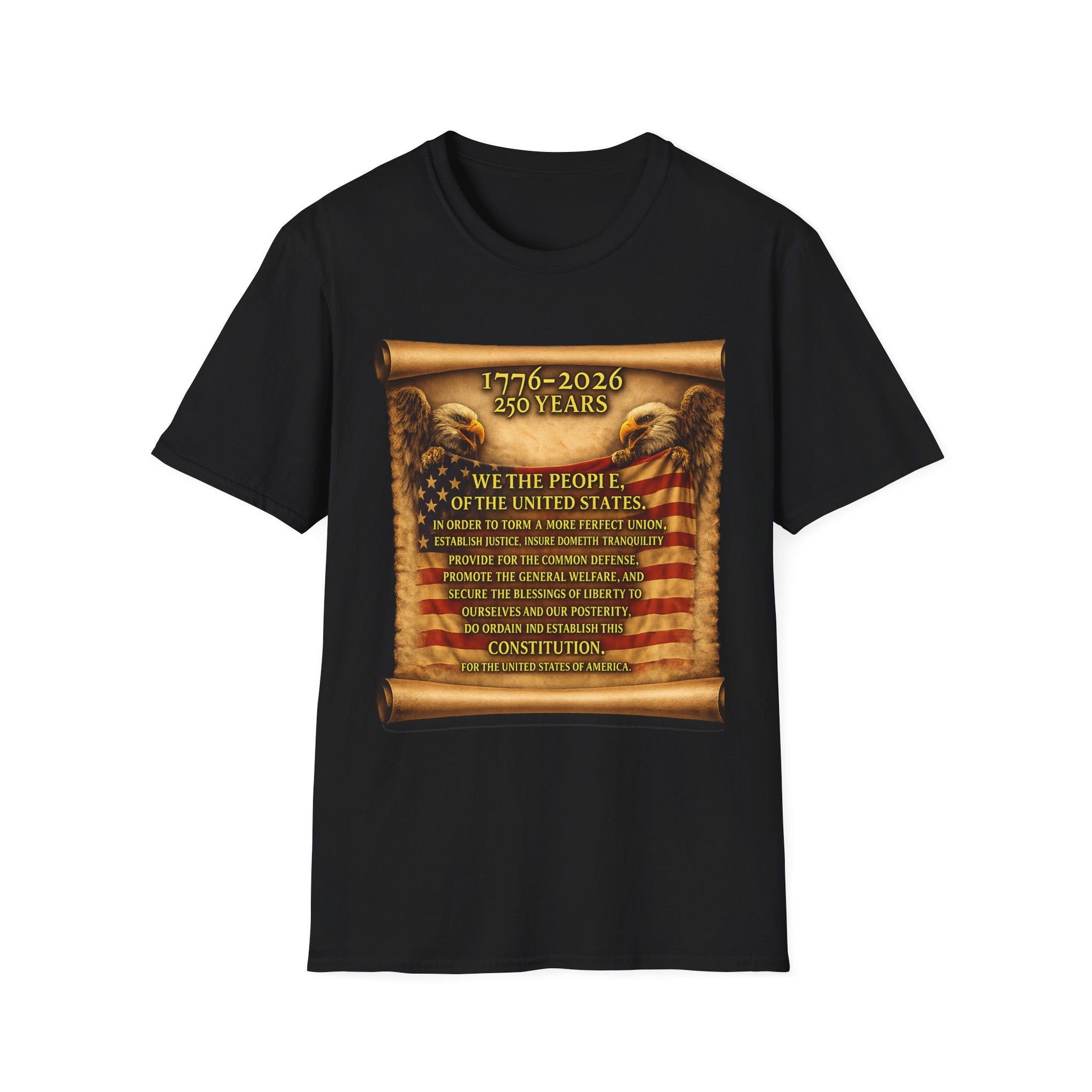 We the People T‑Shirt – 250 Years (1776–2026) American Flag & We The People Design