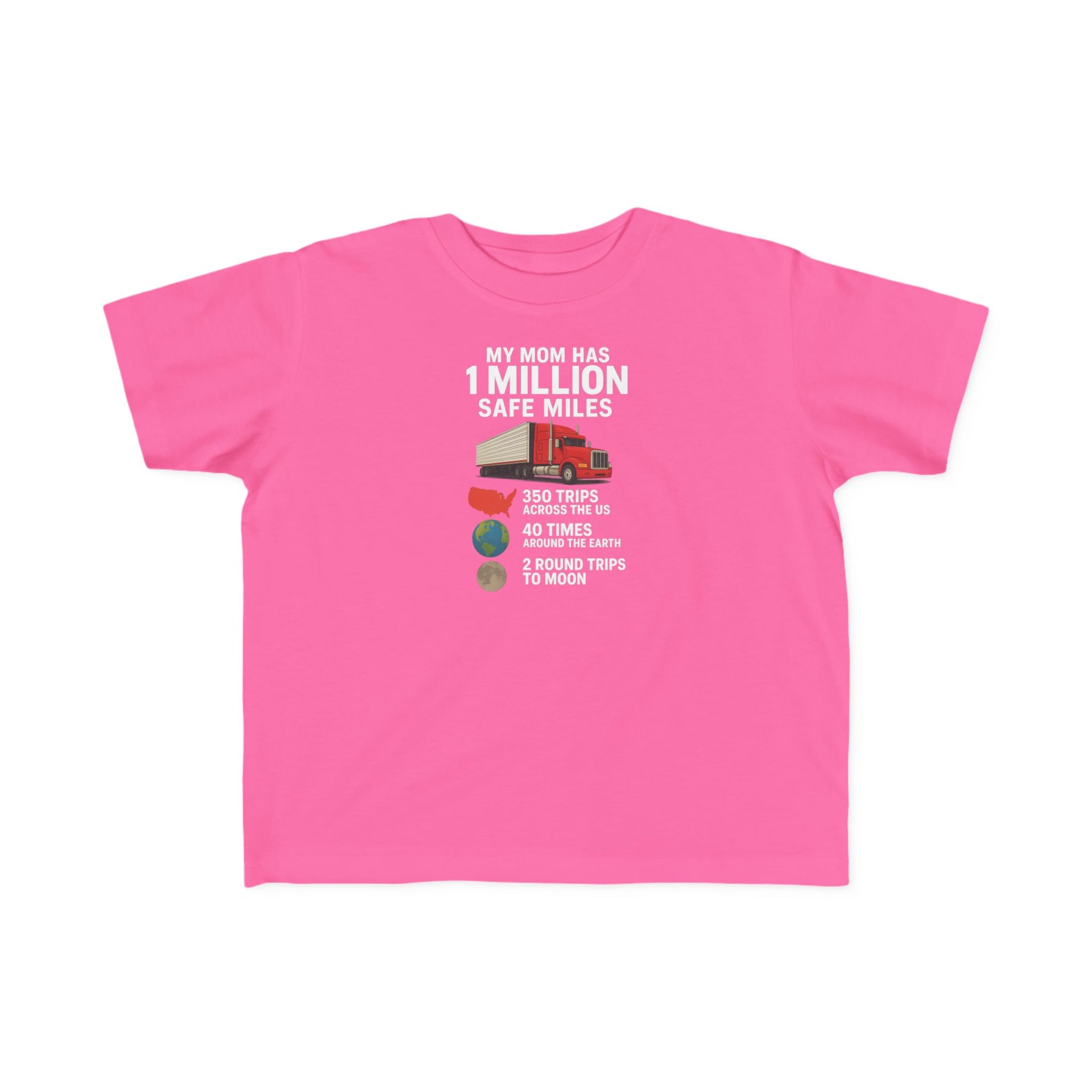 Toddler Tee – “My Mom Has 1 Million Safe Miles” Cute Truck Driving Mom Shirt for Kids