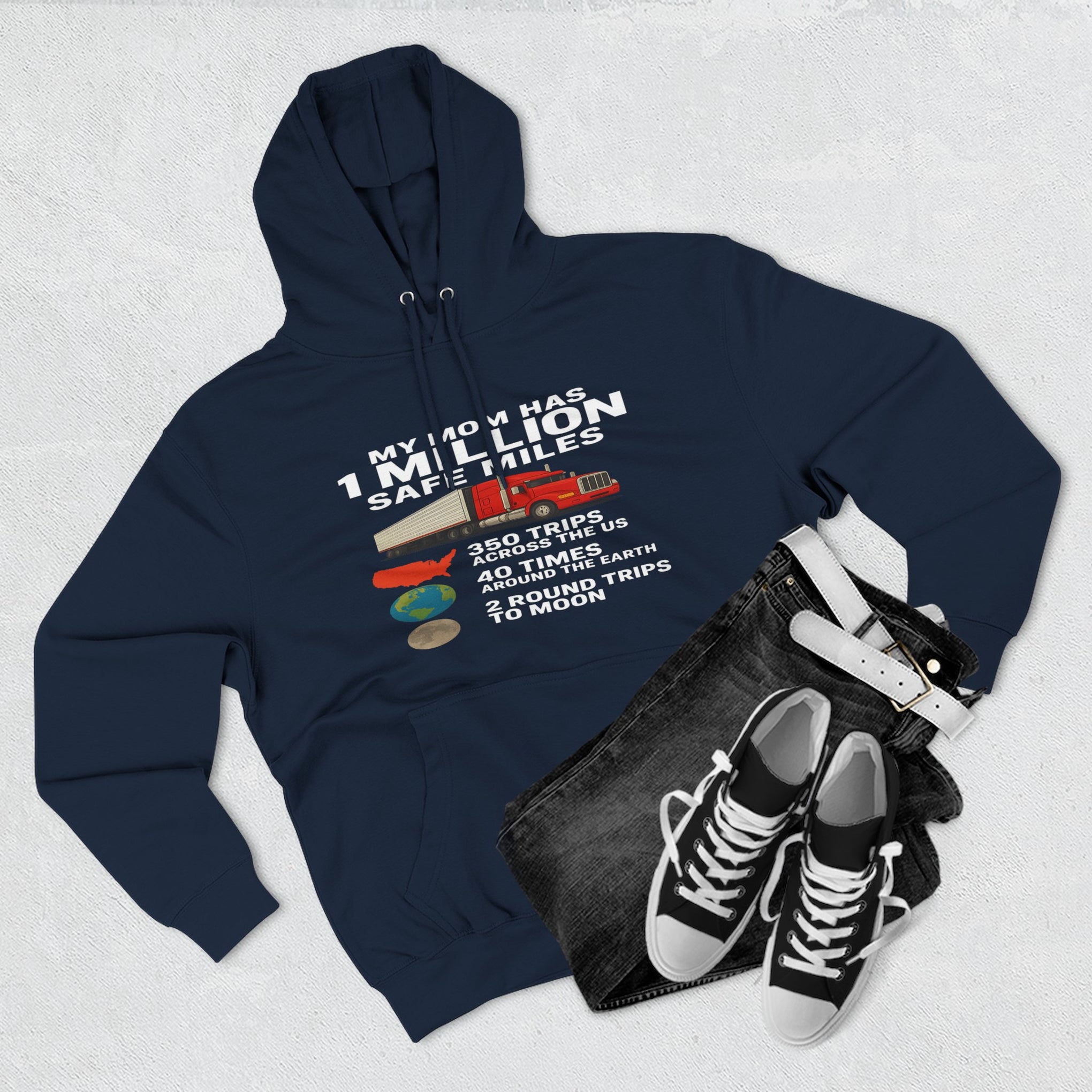 My MOM has 1 million safe miles Three-Panel Fleece Hoodie