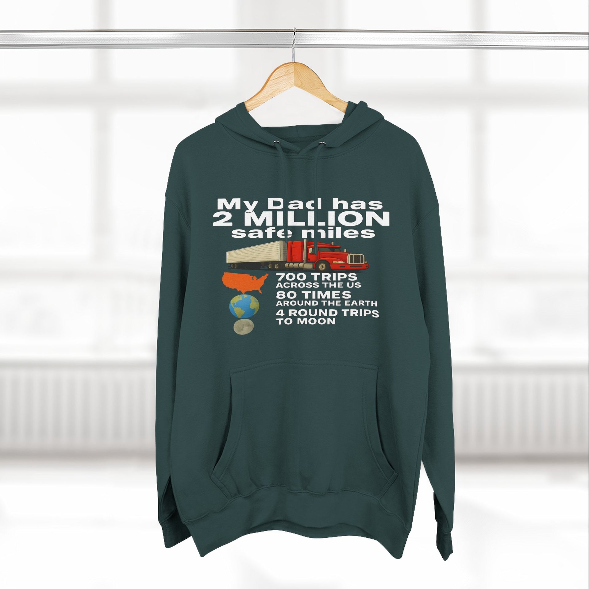 Dad 2 Million Safe Miles Three-Panel Fleece Hoodie