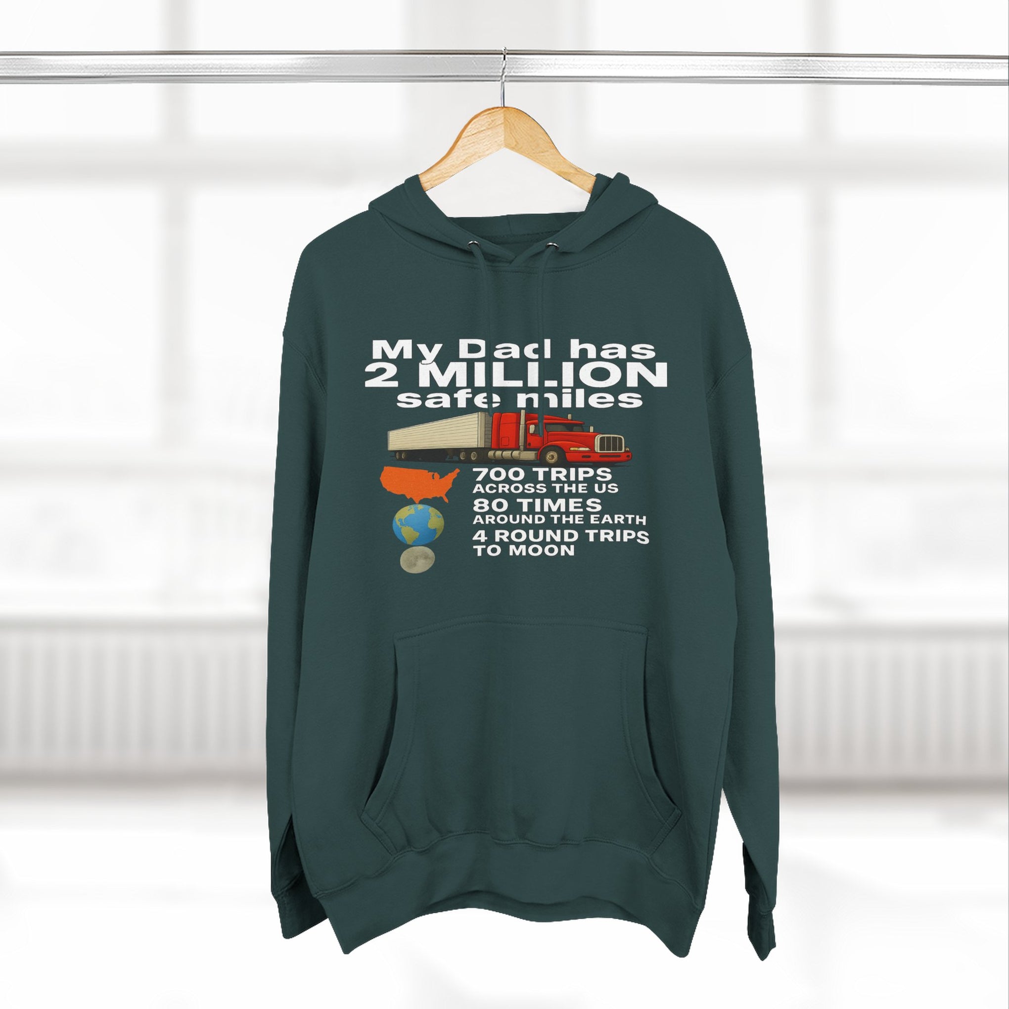 Dad 2 Million Safe Miles Three-Panel Fleece Hoodie