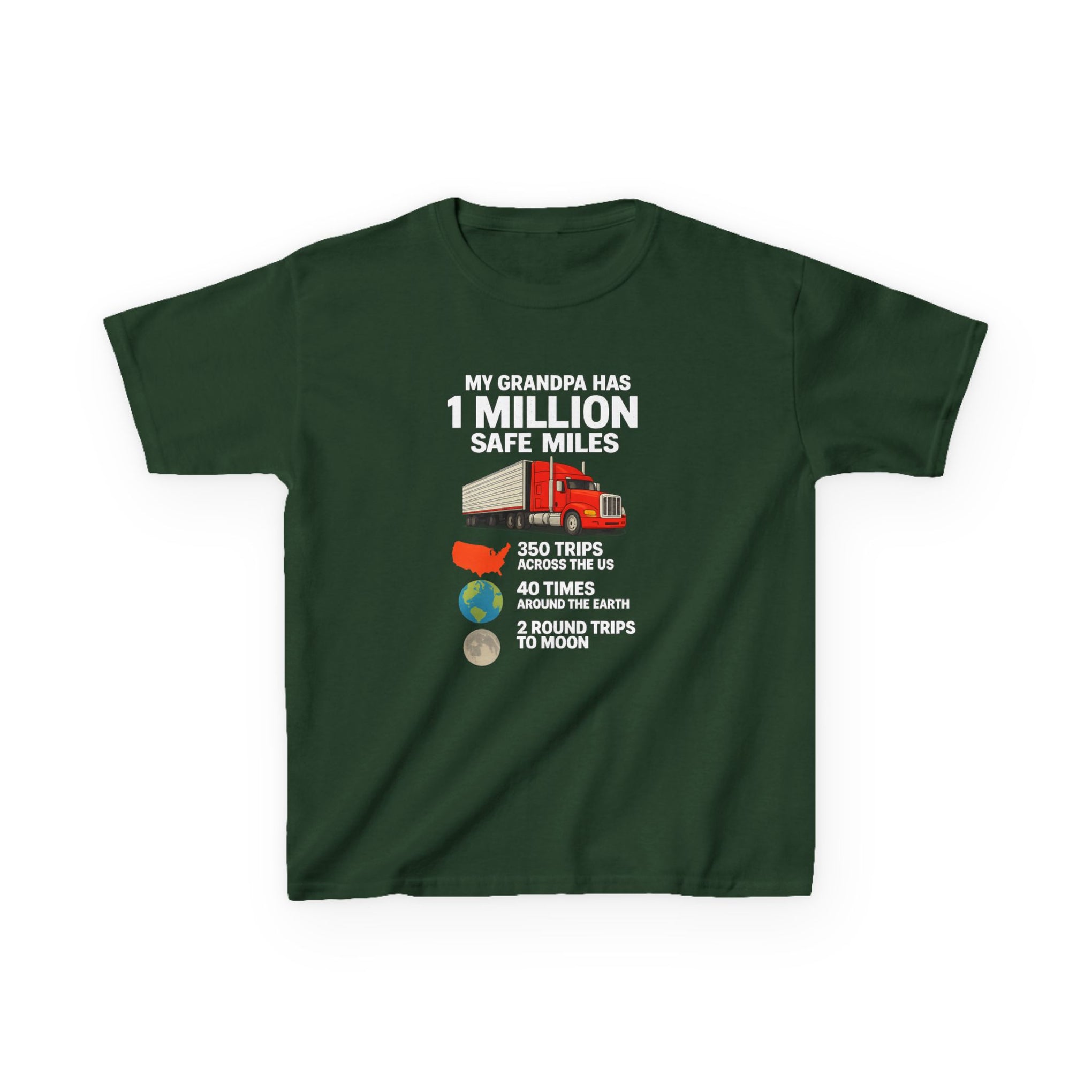 Kids Truck Tee — My Grampa has 1 Million Safe Miles (Red Semi Graphic)