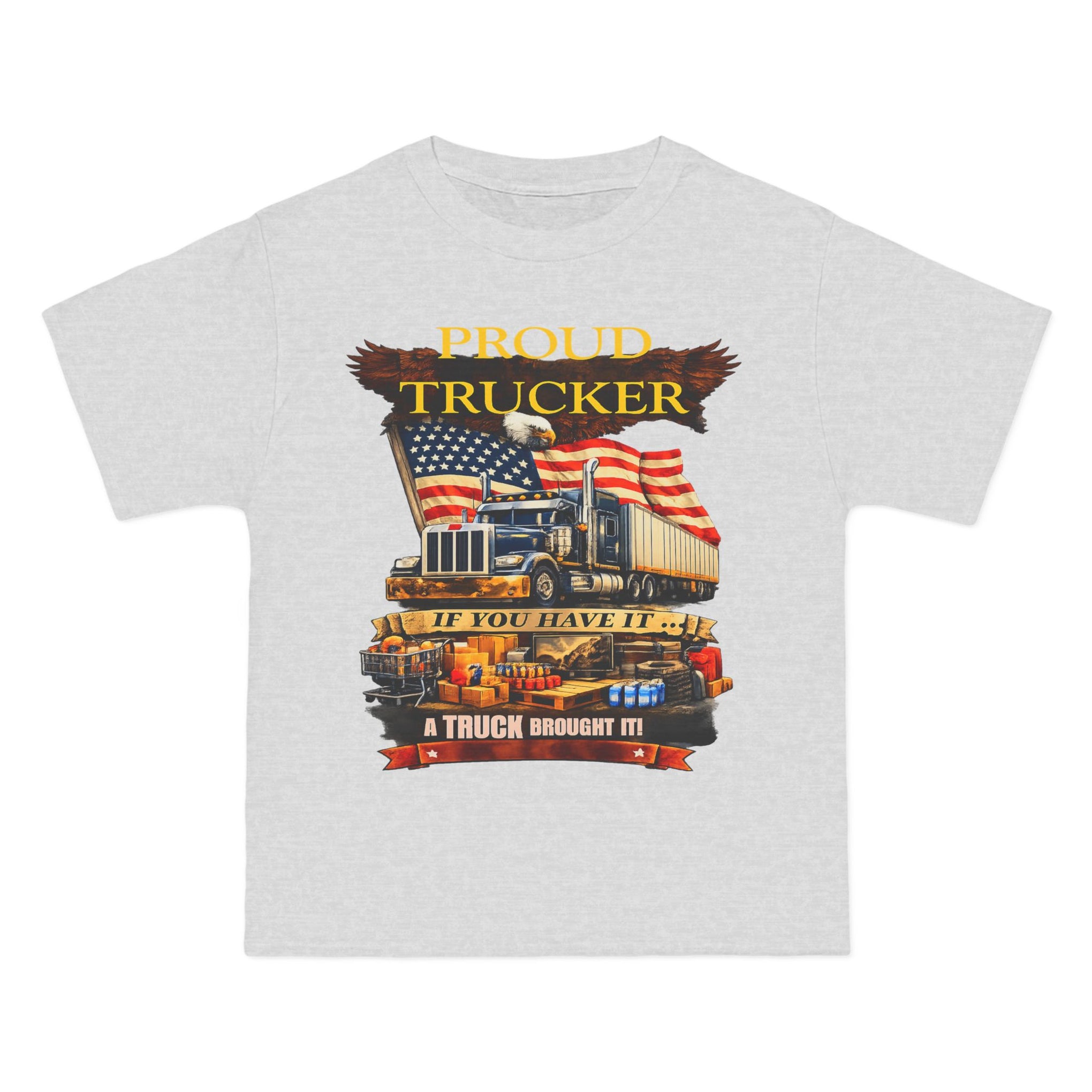 Big an Tall - "Proud Trucker" American Flag Semi Truck Graphic