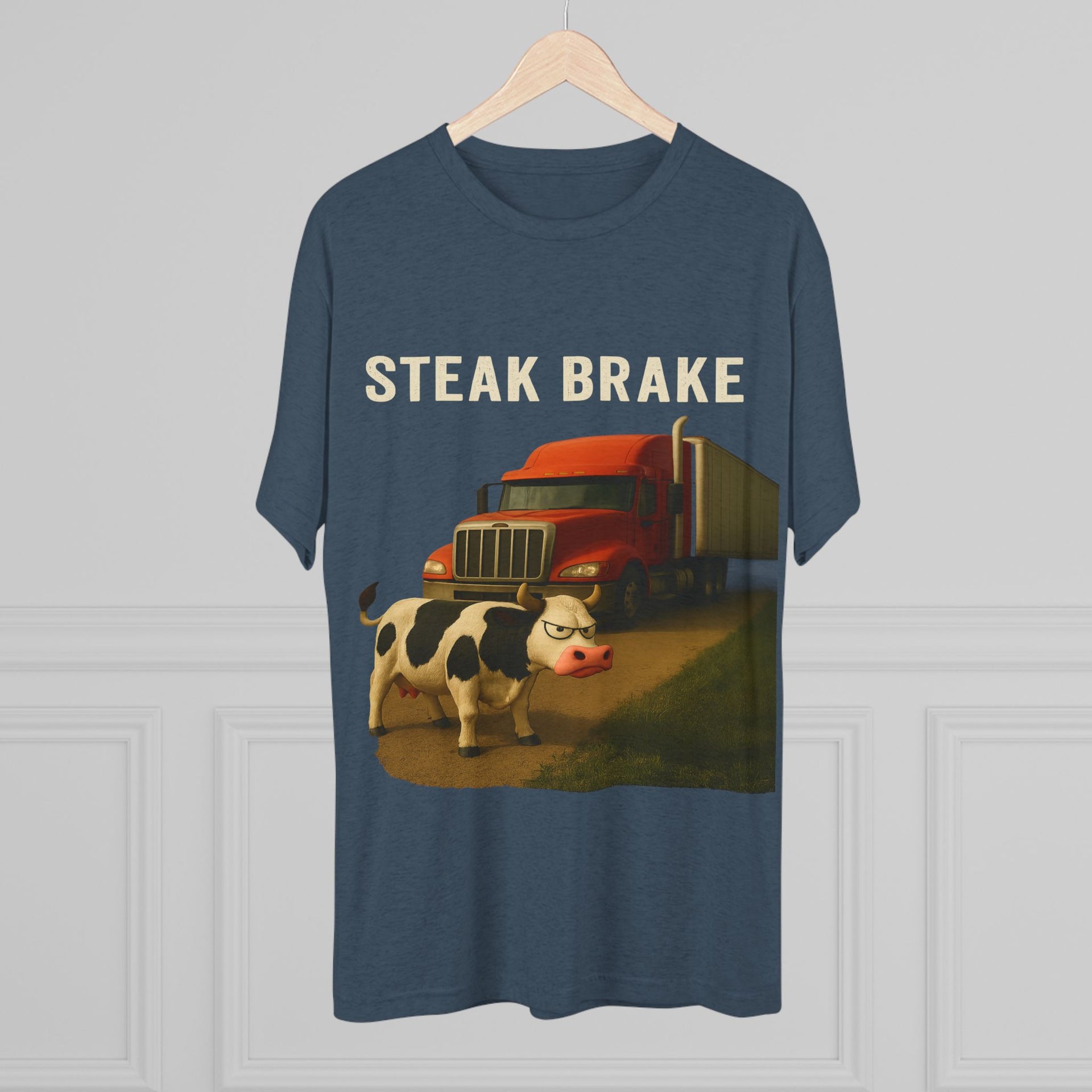 Steak Brake Tee – Funny Cow & Big Rig Truck Graphic Shirt