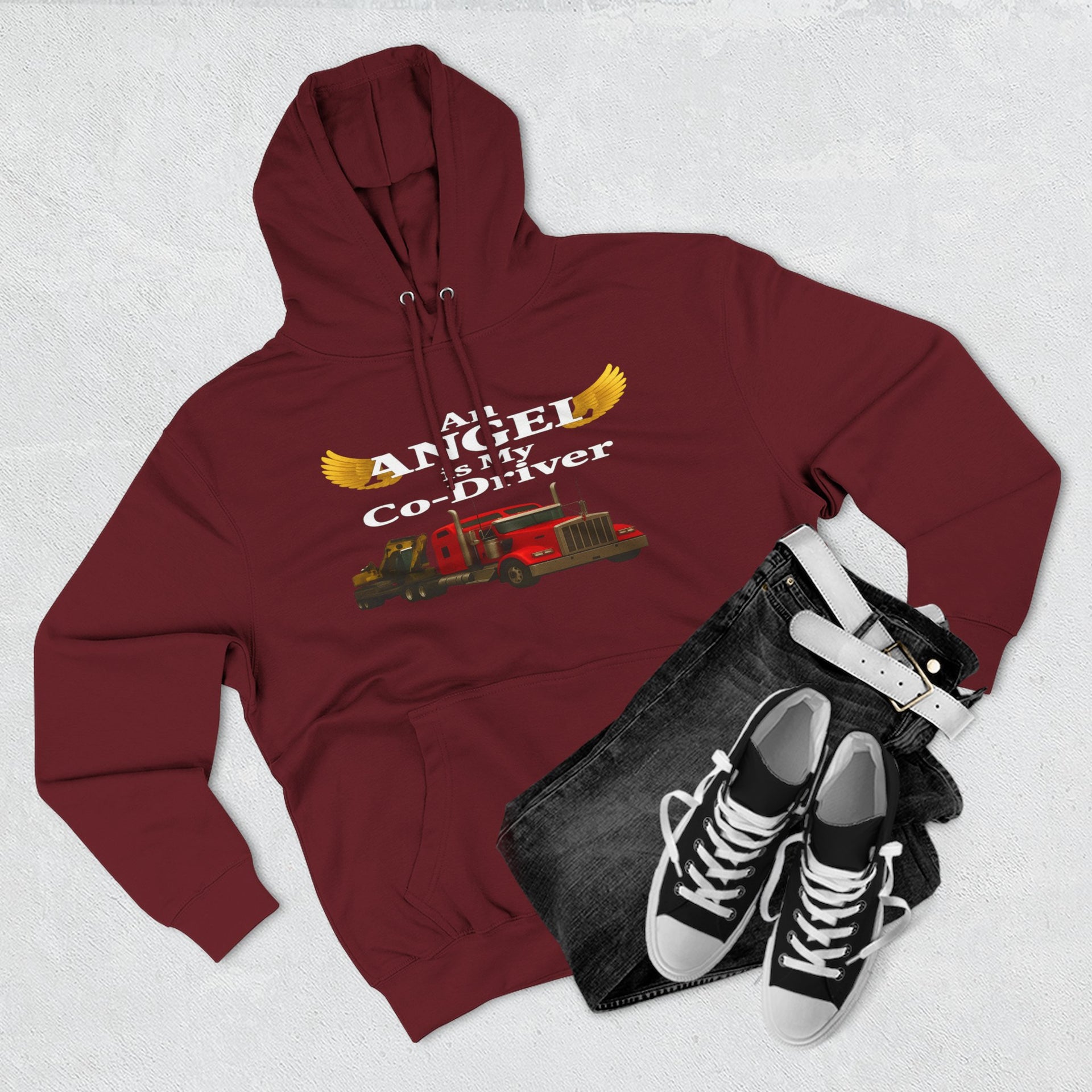 Flatbed "Angel is my co-driver" Three-Panel Fleece Hoodie